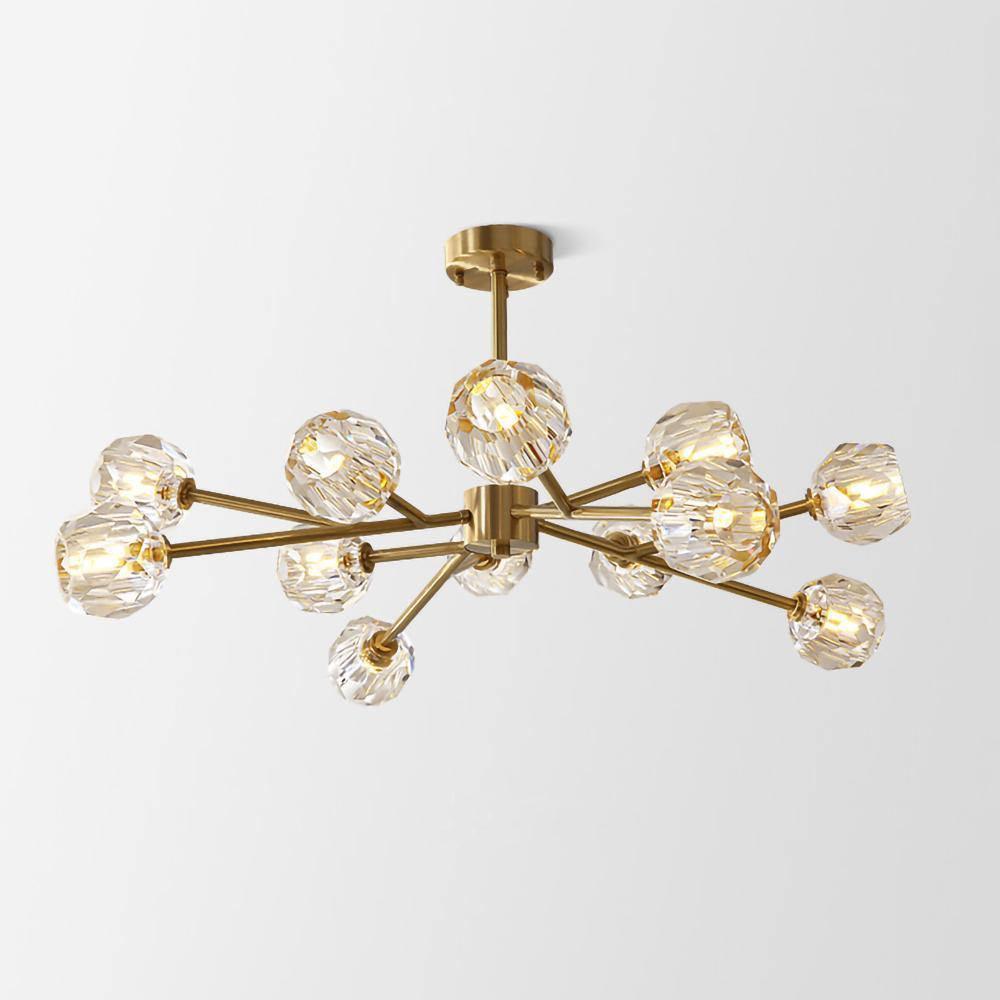 Lámpara de Araña Moderna de Cristal en Forma de Esfera - Diseño Minimalista y Acabado en Latón 9