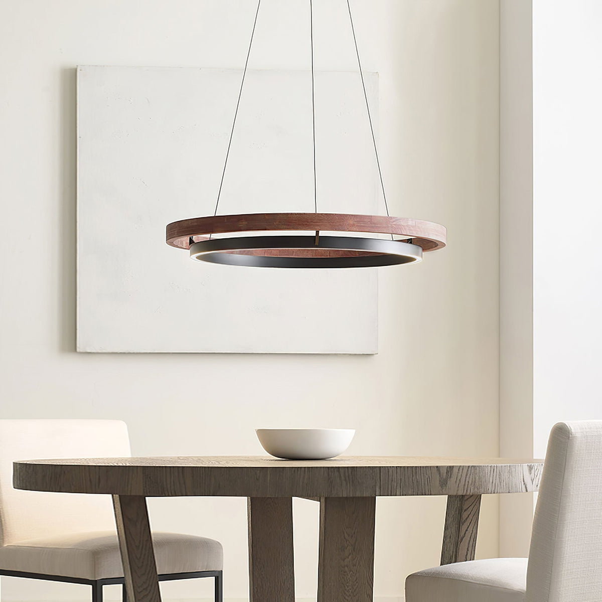 Ermon - Lámpara de Araña Moderna de Dos Anillos con Luz LED Integrada