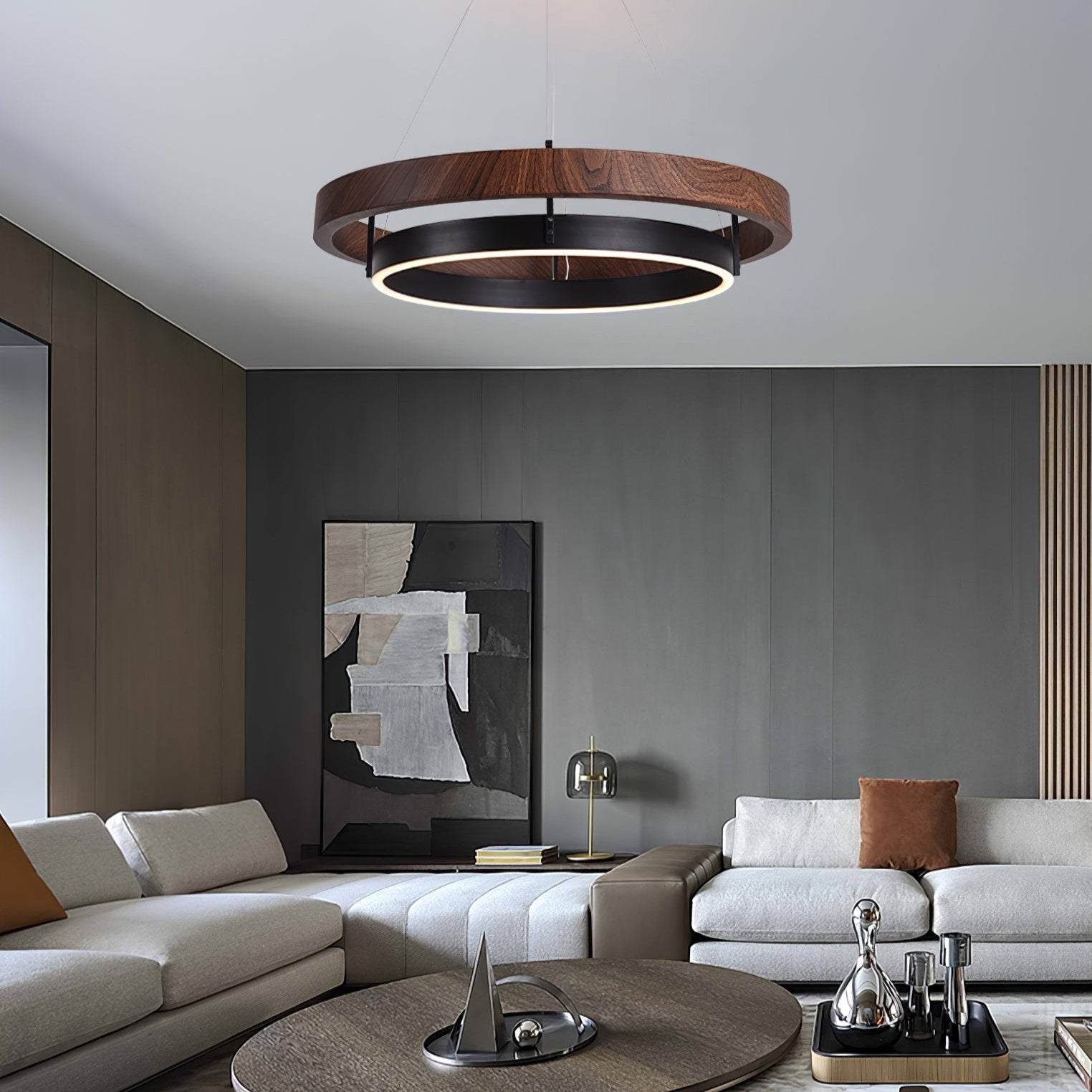 Lámpara de Araña Moderna de Dos Anillos con Luz LED Integrada – Elegante y Versátil 5