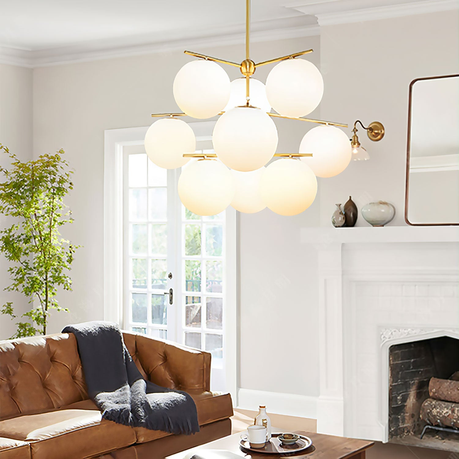 Lámpara de Araña Moderna de Esfera y Tallo con Altura Ajustable – Diseño Elegante para Interiores 2