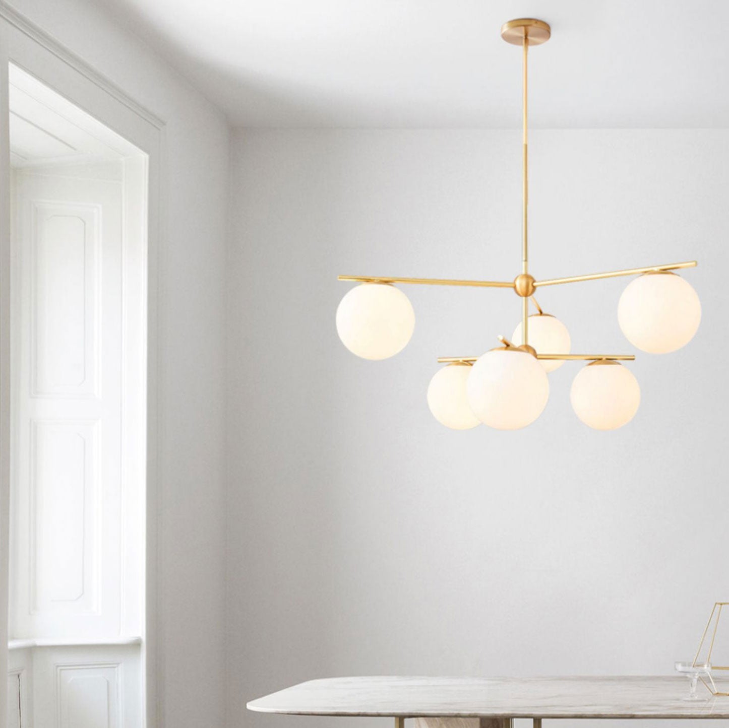 Lámpara de Araña Moderna de Esfera y Tallo con Altura Ajustable – Diseño Elegante para Interiores 3