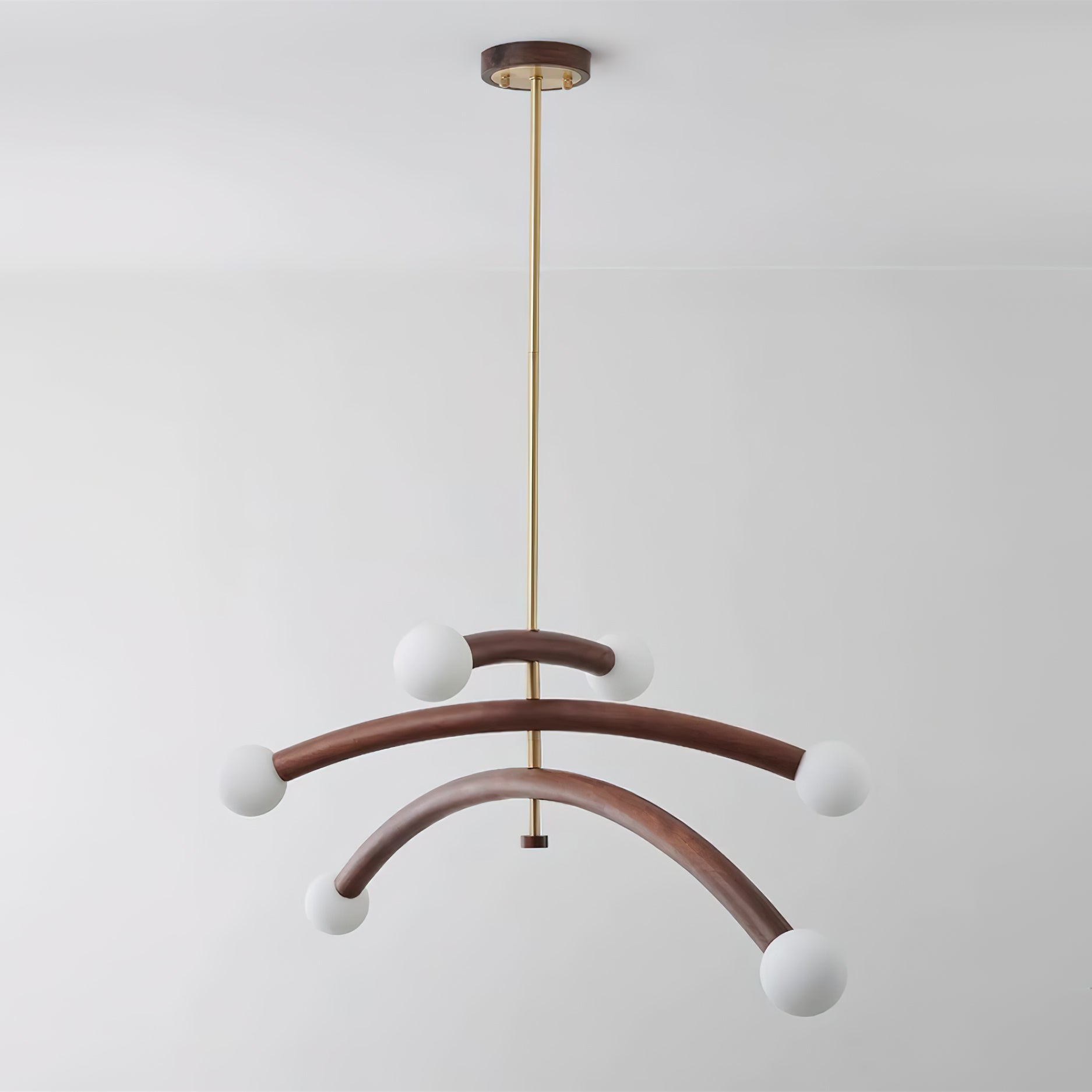 Lámpara de Araña Moderna de Madera y Vidrio, Acabado en Cobre, 6 Luces, Diseño Elegante para Interiores 0