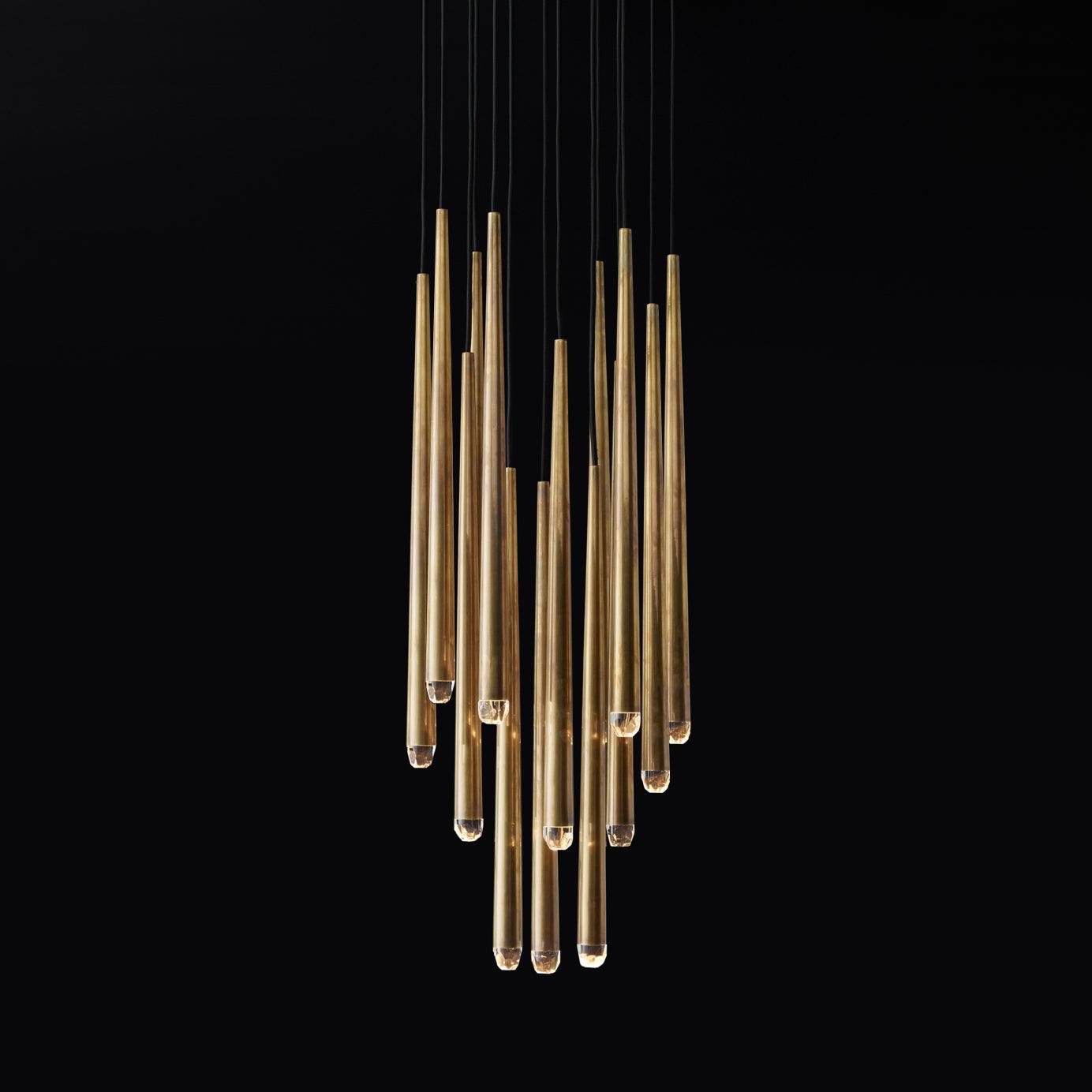 Lámpara de Araña Redonda Minimalista de Bronce y Cristal – Diseño Elegante para Iluminación Interior 12