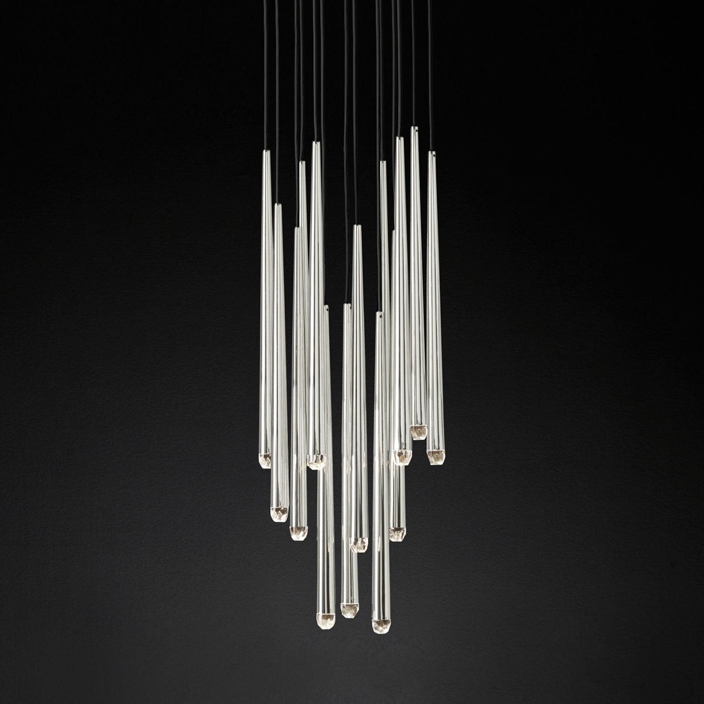 Lámpara de Araña Redonda Minimalista de Bronce y Cristal – Diseño Elegante para Iluminación Interior 16