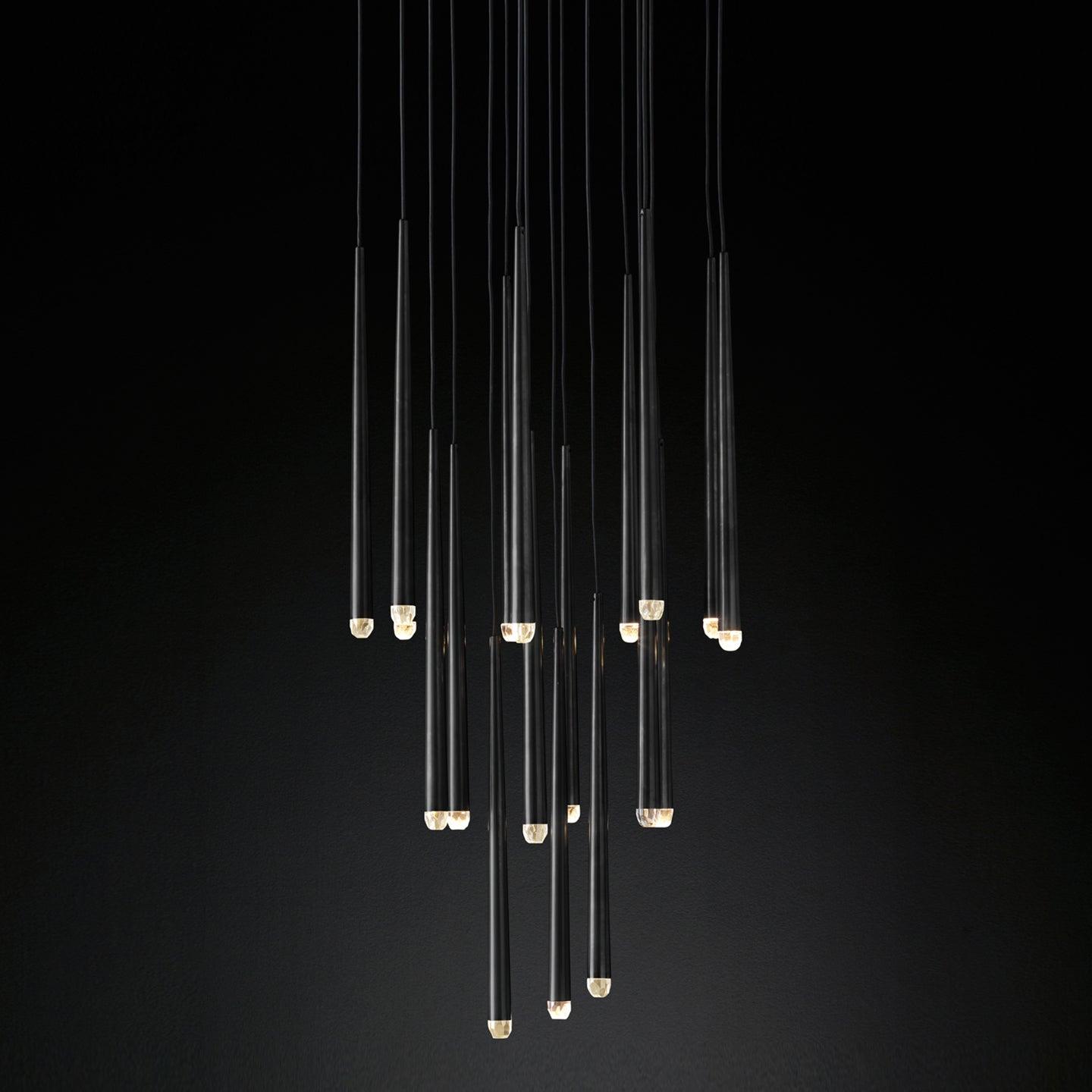 Lámpara de Araña Redonda Minimalista de Bronce y Cristal – Diseño Elegante para Iluminación Interior 17