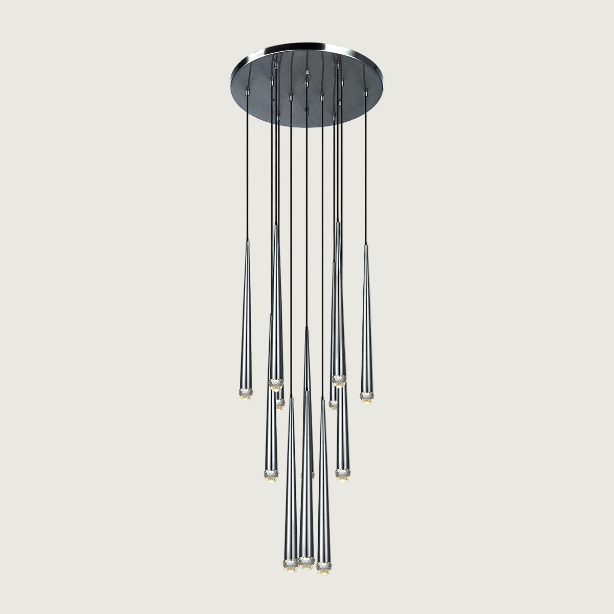 Lámpara de Araña Redonda Minimalista de Bronce y Cristal – Diseño Elegante para Iluminación Interior 19