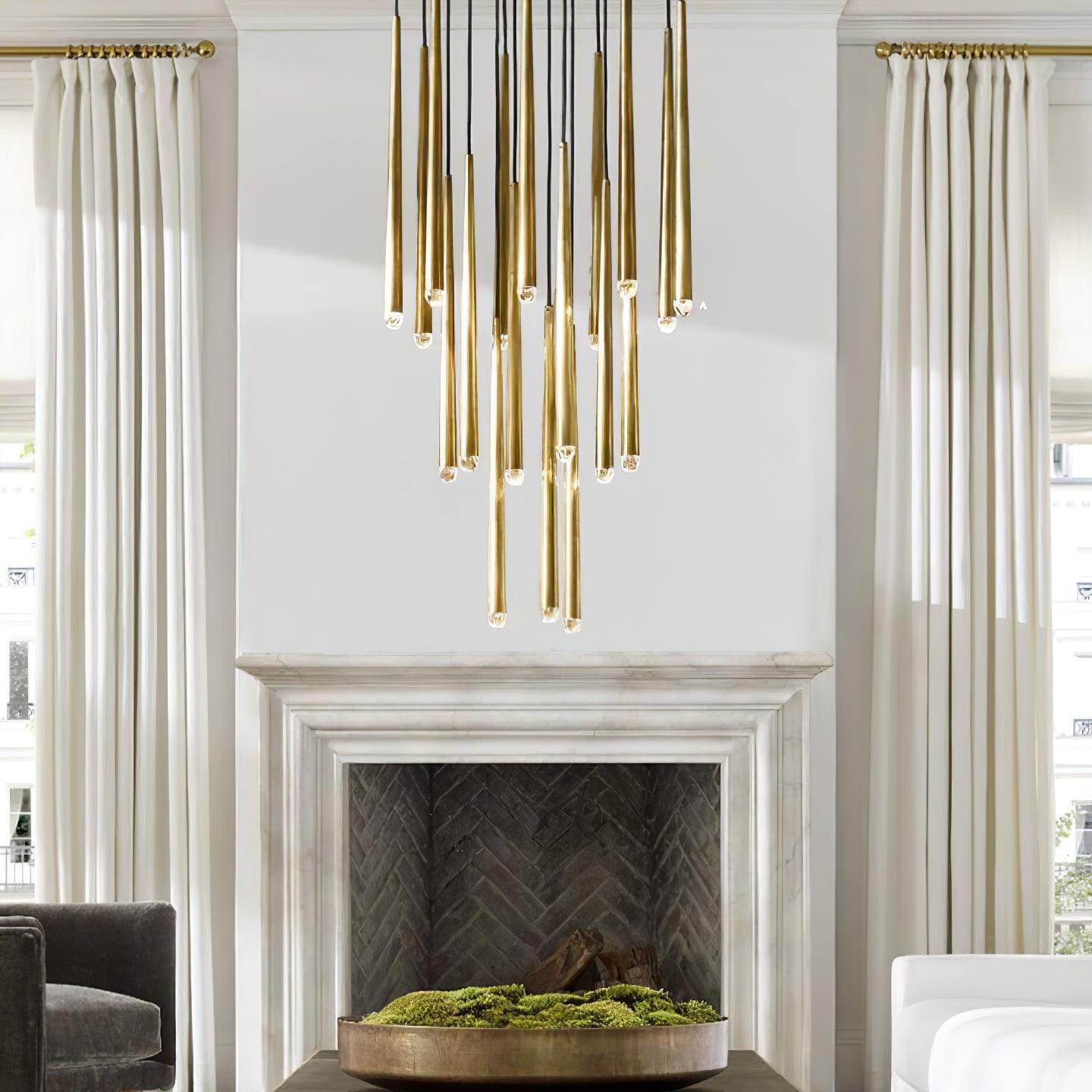 Lámpara de Araña Redonda Minimalista de Bronce y Cristal – Diseño Elegante para Iluminación Interior 2