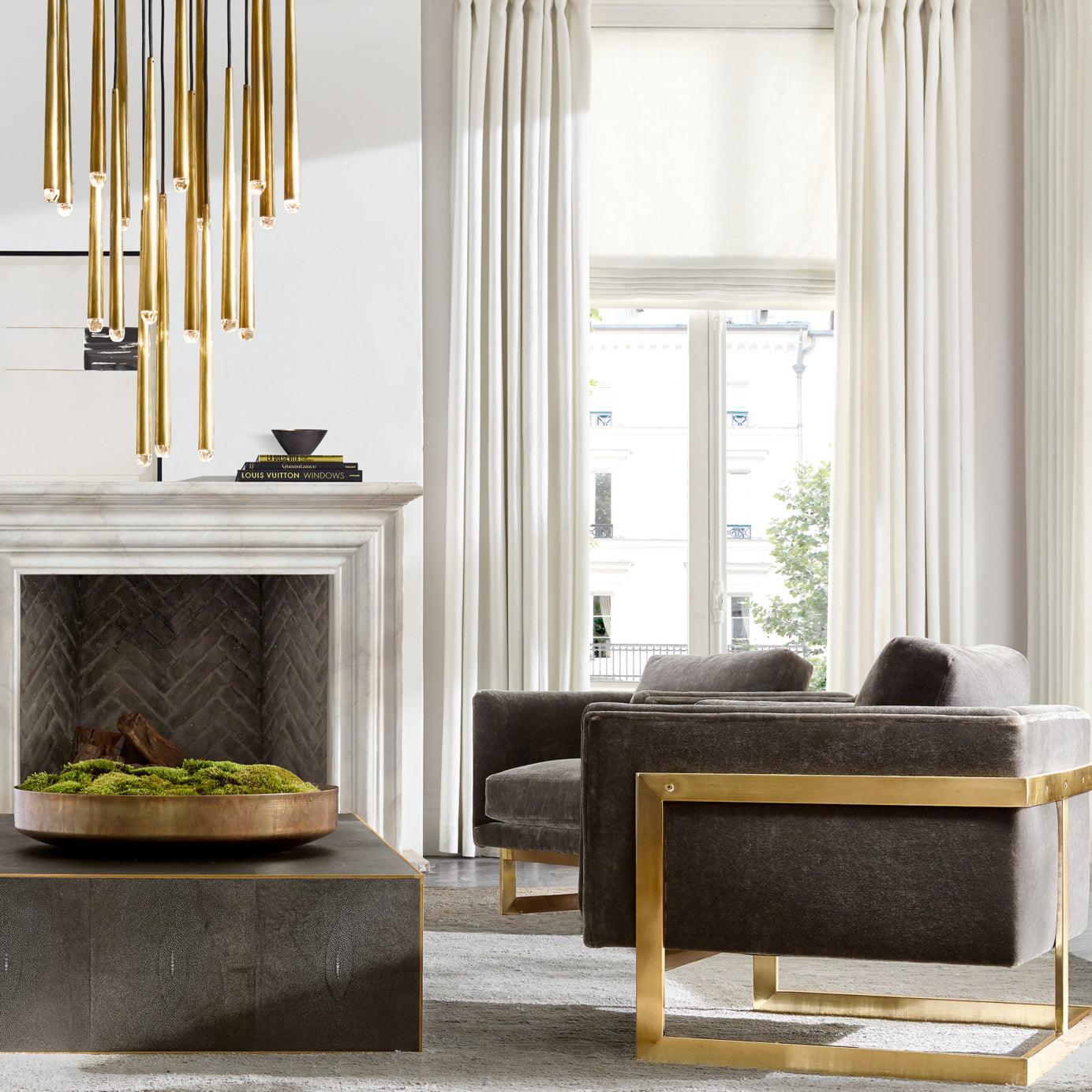 Lámpara de Araña Redonda Minimalista de Bronce y Cristal – Diseño Elegante para Iluminación Interior 4