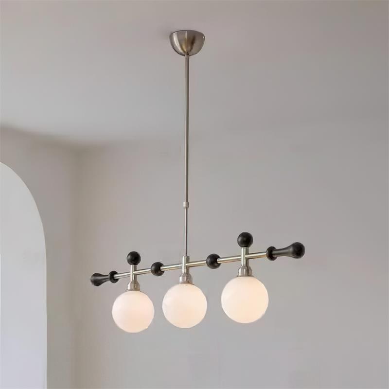 Lámpara de Araña Retro Satilla de 3 y 5 Luces en Dorado y Vidrio Blanco para Comedor o Sala de Estar 9