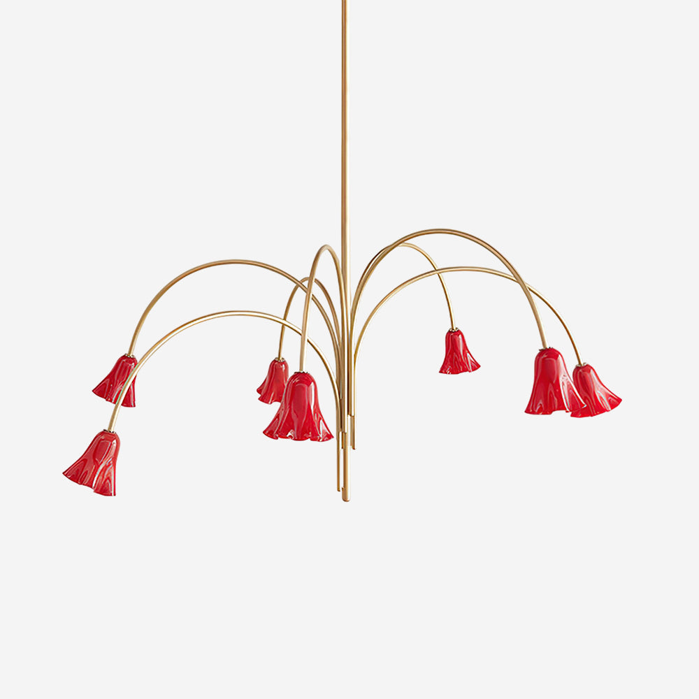 Lámpara de Araña Vera Moderna con Flores de Vidrio, 5-8 Cabezas, Acabado Metálico, Ideal para Comedores y Entradas 1