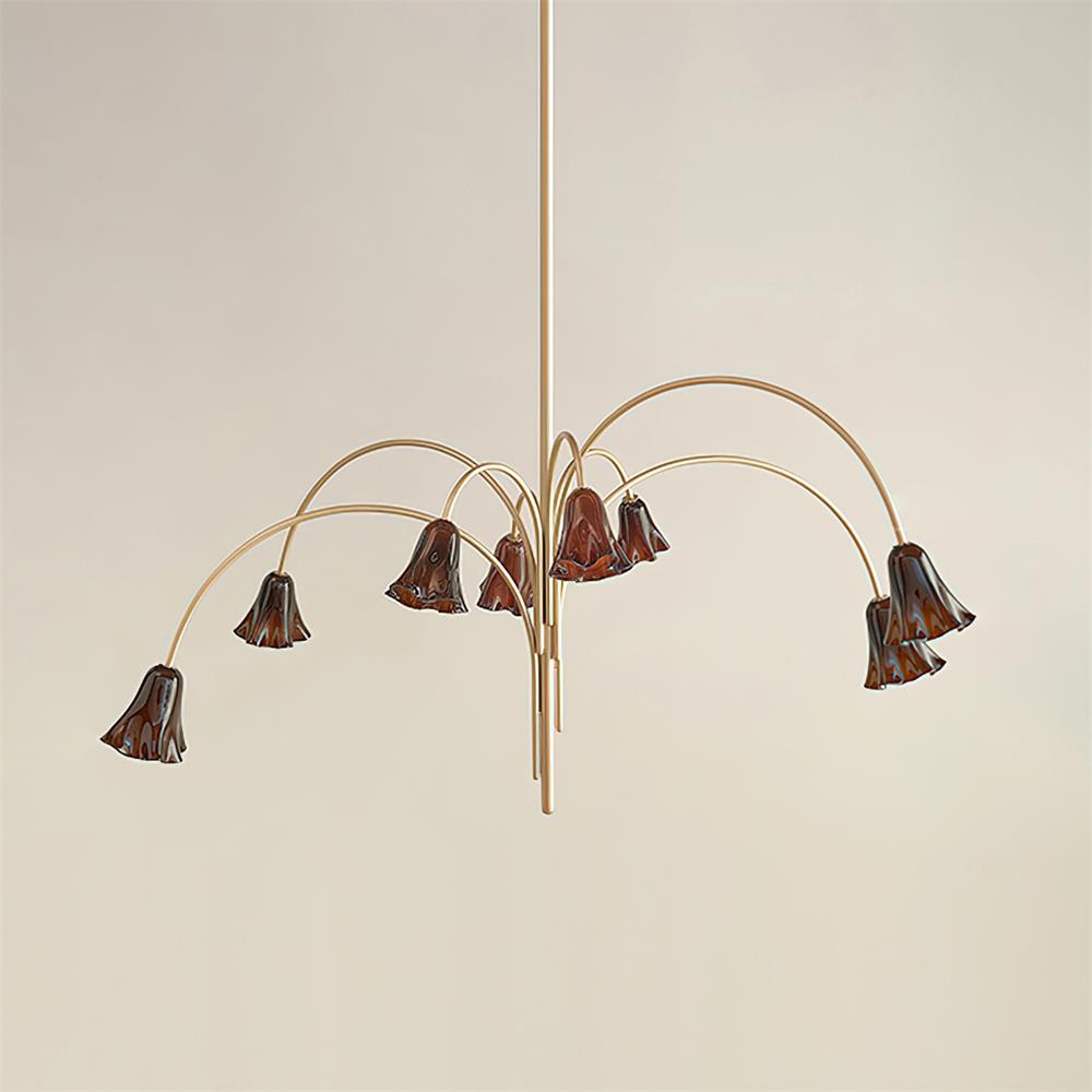 Lámpara de Araña Vera Moderna con Flores de Vidrio, 5-8 Cabezas, Acabado Metálico, Ideal para Comedores y Entradas 10