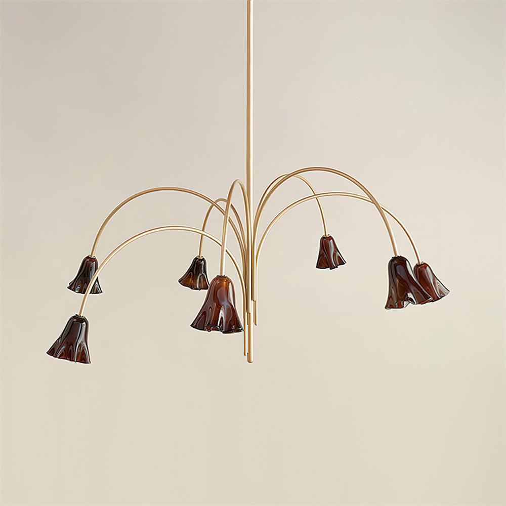 Lámpara de Araña Vera Moderna con Flores de Vidrio, 5-8 Cabezas, Acabado Metálico, Ideal para Comedores y Entradas 20