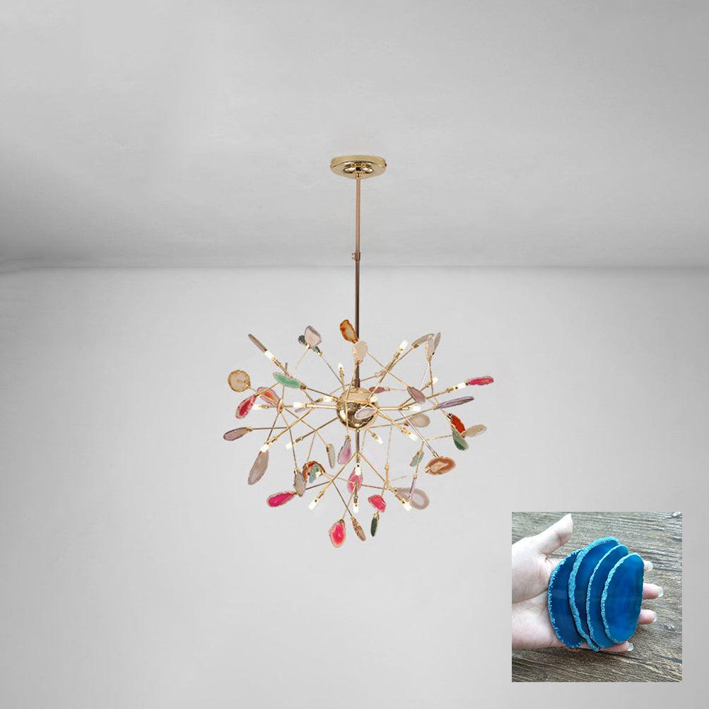 Lámpara de Araña de Ágata Multicolor con Brazo Dorado y Altura Ajustable – Diseño Elegante para Hogar y Oficina 13