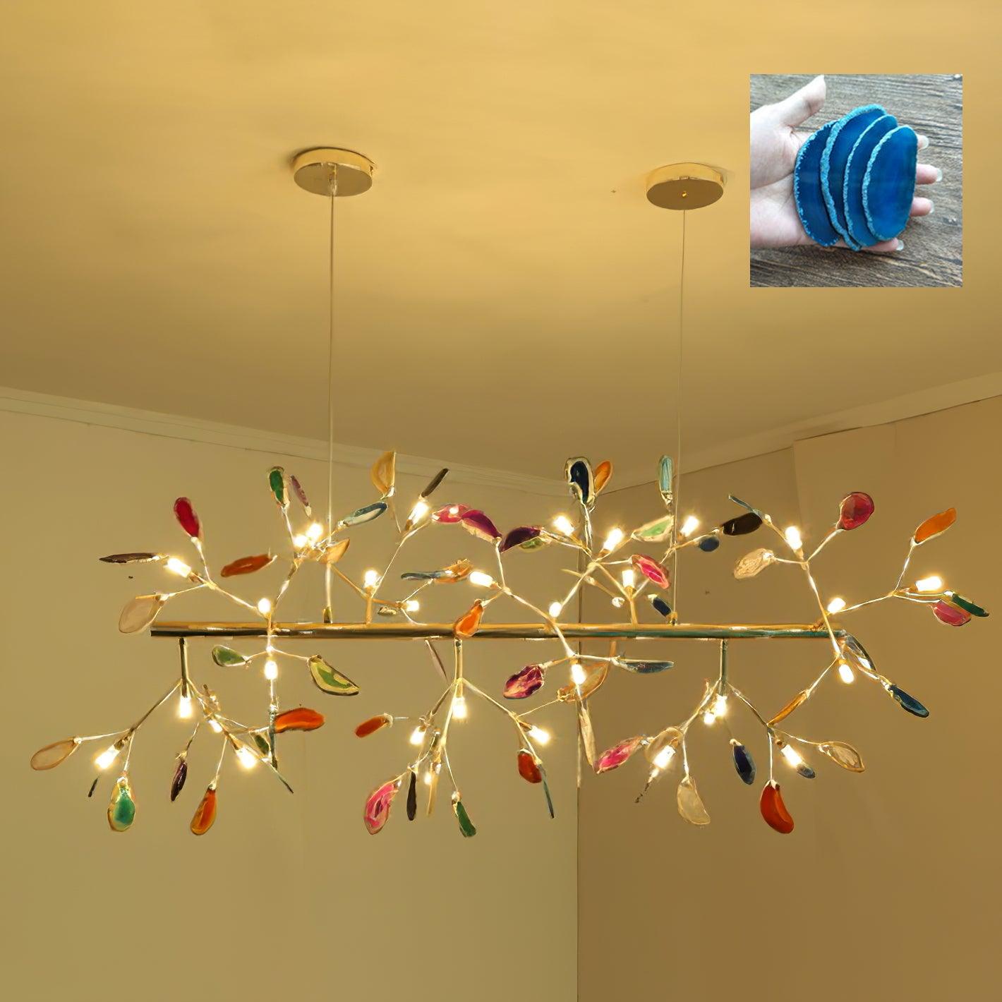 Lámpara de Araña de Ágata Multicolor con Brazo Dorado y Altura Ajustable – Diseño Elegante para Hogar y Oficina 17