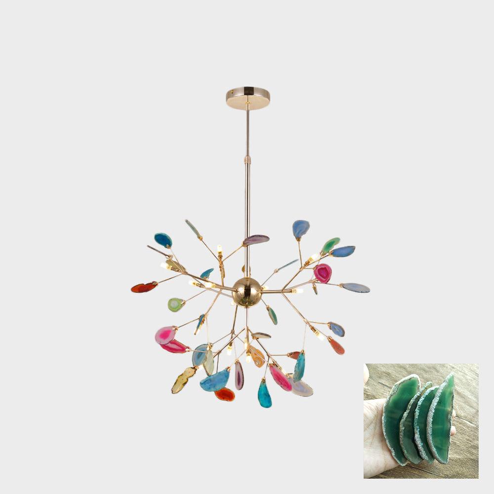 Lámpara de Araña de Ágata Multicolor con Brazo Dorado y Altura Ajustable – Diseño Elegante para Hogar y Oficina 19