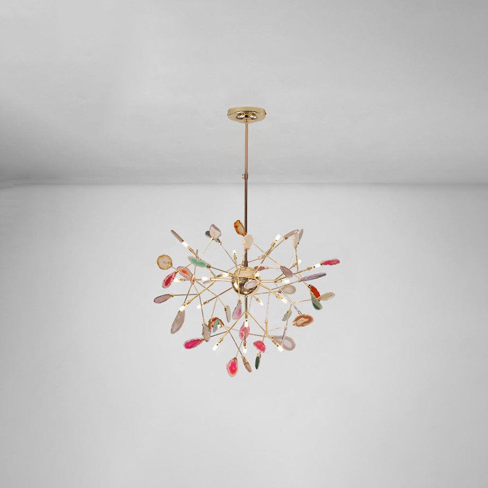 Lámpara de Araña de Ágata Multicolor con Brazo Dorado y Altura Ajustable – Diseño Elegante para Hogar y Oficina 29