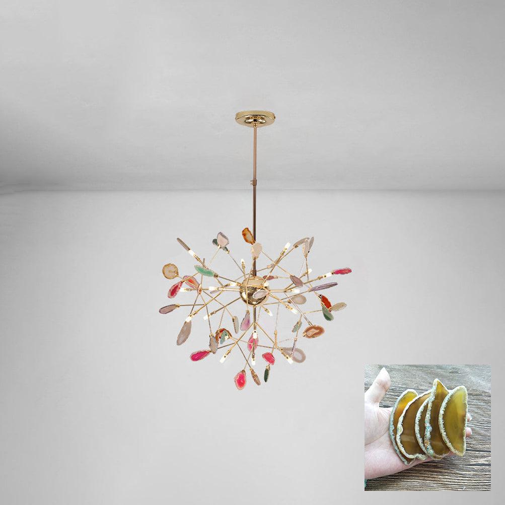 Lámpara de Araña de Ágata Multicolor con Brazo Dorado y Altura Ajustable – Diseño Elegante para Hogar y Oficina 37