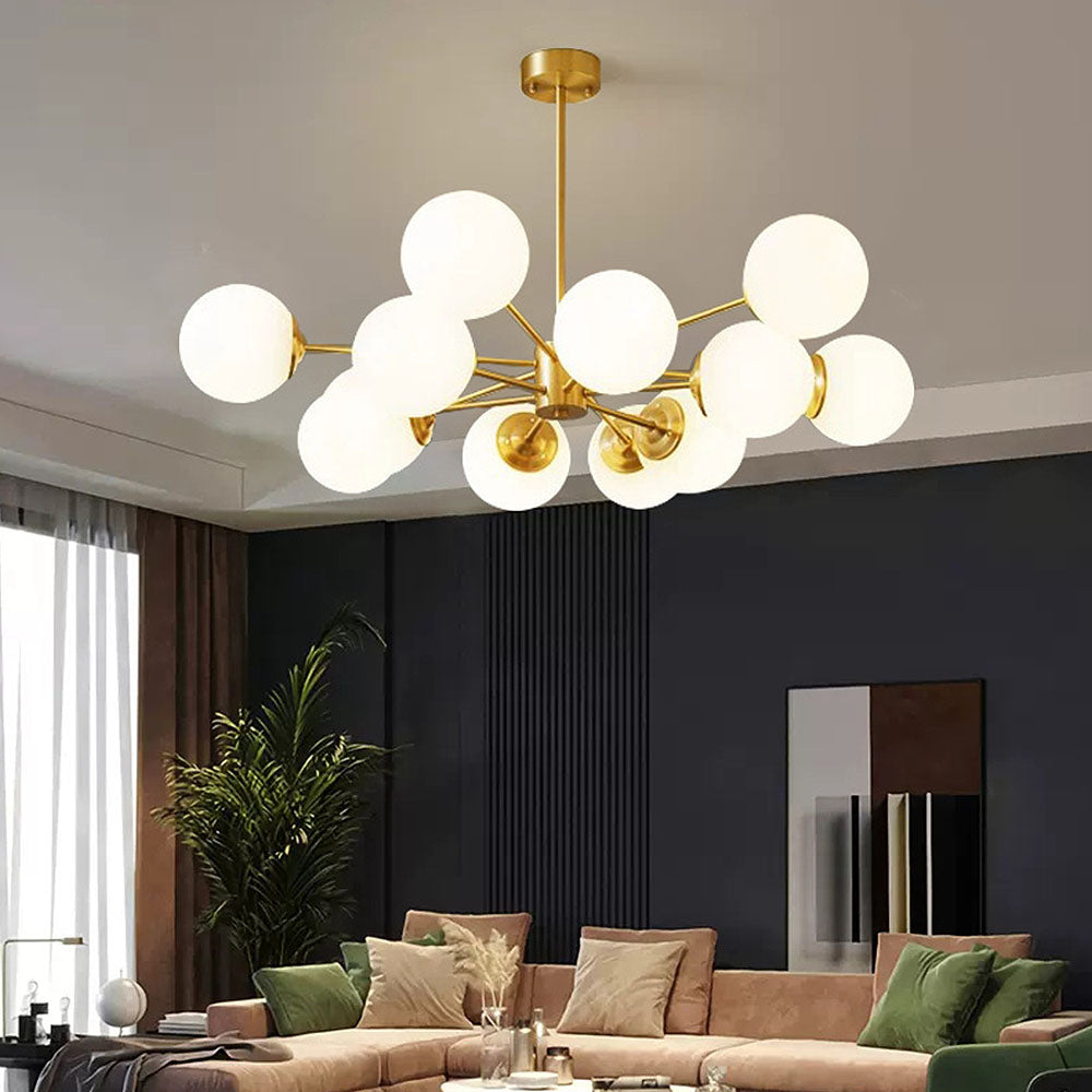 Lámpara de Araña de Bronce Dorado con Cristales – Elegante Candelabro para Dormitorio y Comedor 8