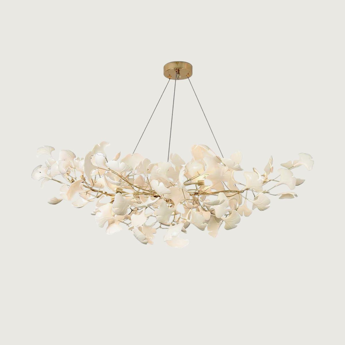 Lámpara de Araña de Cerámica Ginkgo con Pétalos Hechos a Mano – Diseño Elegante y Natural 0
