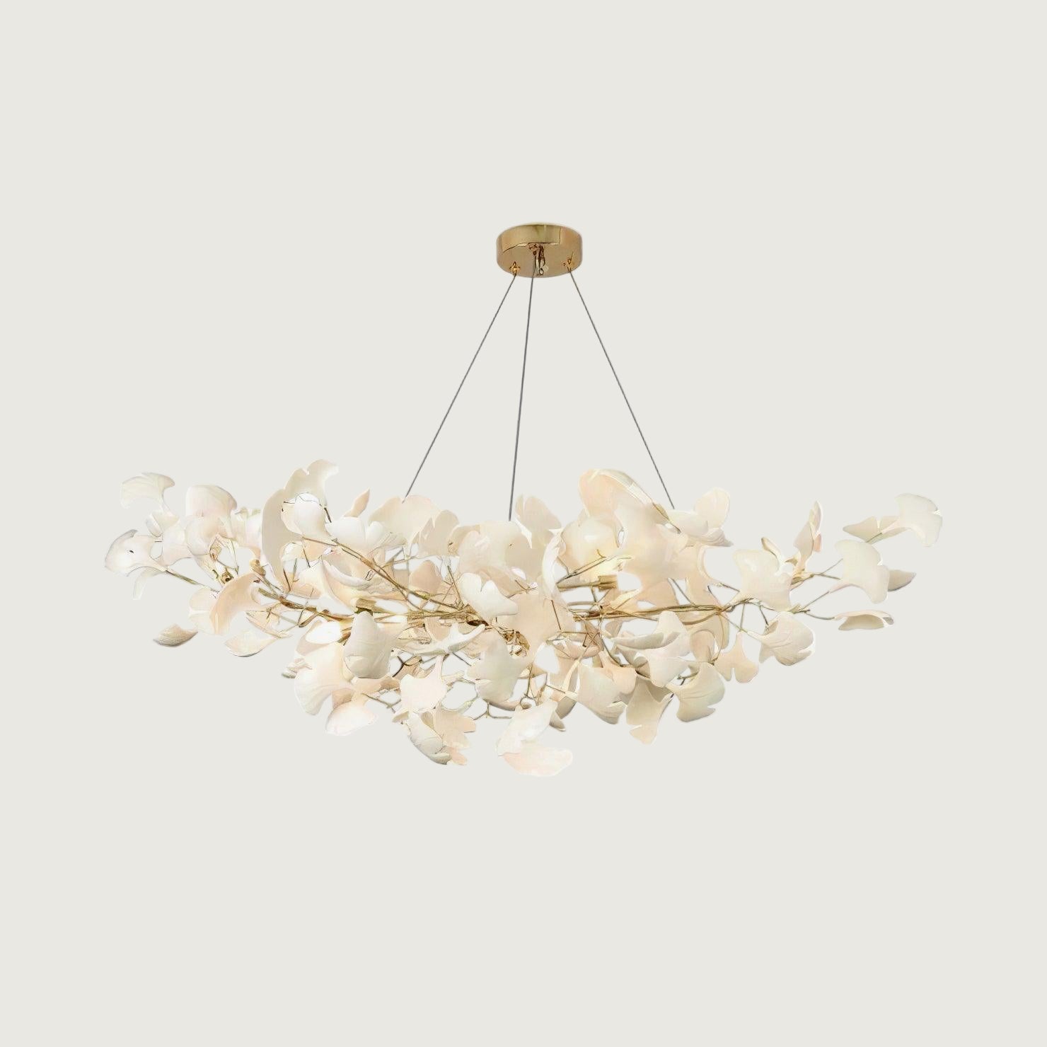 Lámpara de Araña de Cerámica Ginkgo con Pétalos Hechos a Mano – Diseño Elegante y Natural 11
