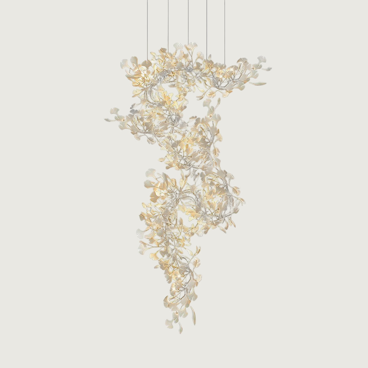 Lámpara de Araña de Cerámica Ginkgo con Pétalos de Porcelana – Diseño Elegante y Personalizable 9