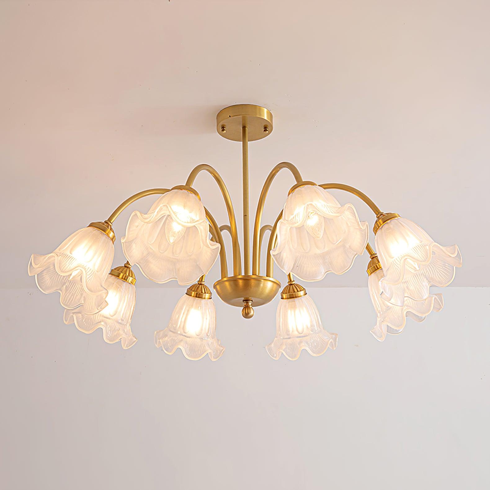 Lámpara de Araña de Cristal Artístico de 8 Luces en Acabado Dorado para Decoración de Interiores 2