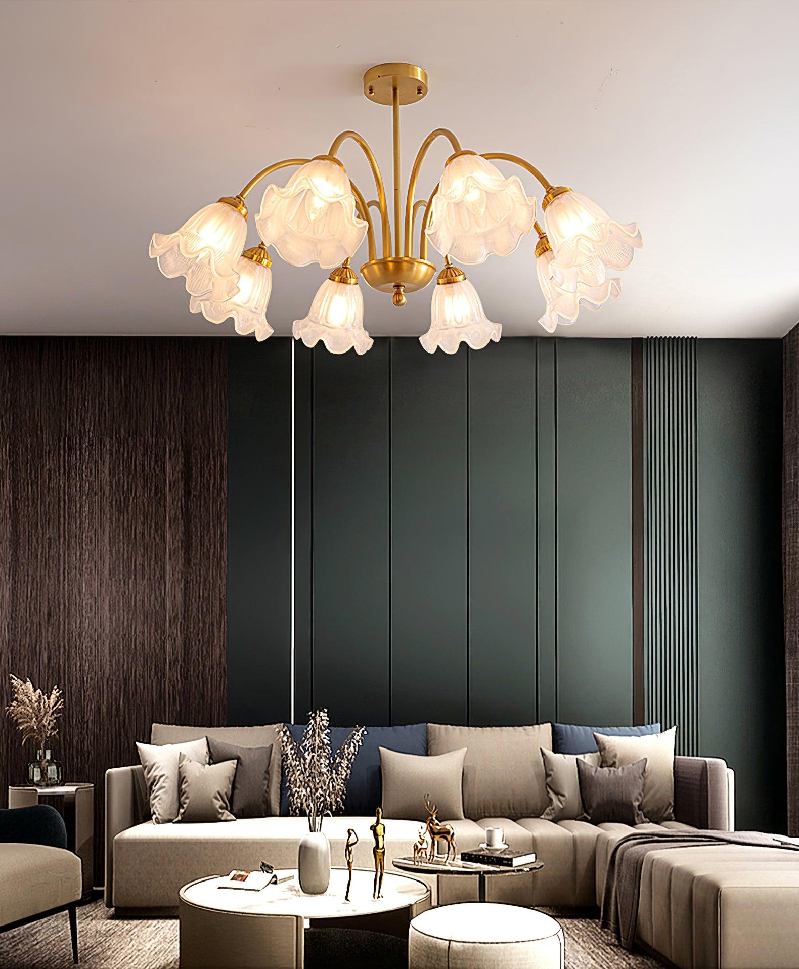 Lámpara de Araña de Cristal Artístico de 8 Luces en Acabado Dorado para Decoración de Interiores 4