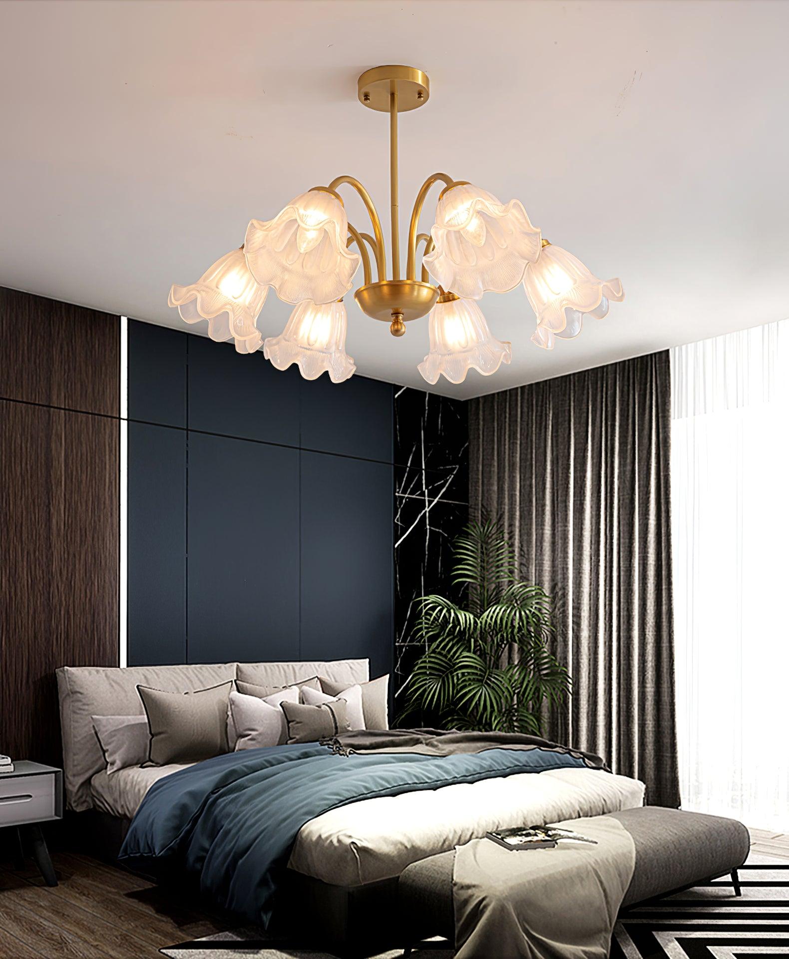Lámpara de Araña de Cristal Artístico de 8 Luces en Acabado Dorado para Decoración de Interiores 6