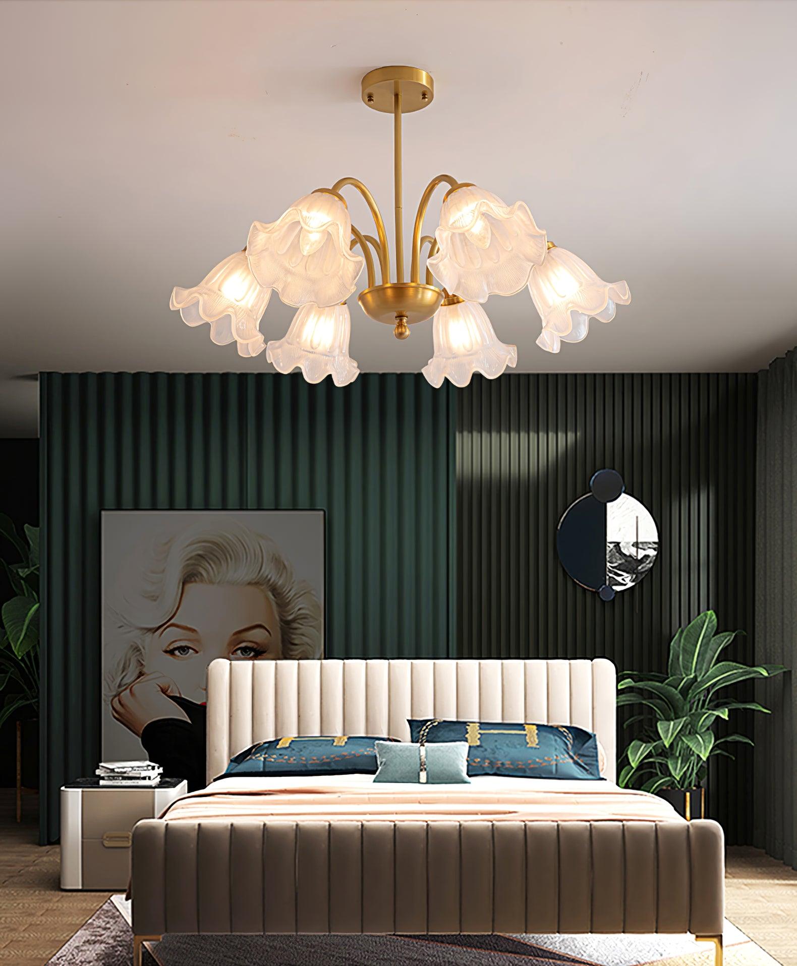 Lámpara de Araña de Cristal Artístico de 8 Luces en Acabado Dorado para Decoración de Interiores 7