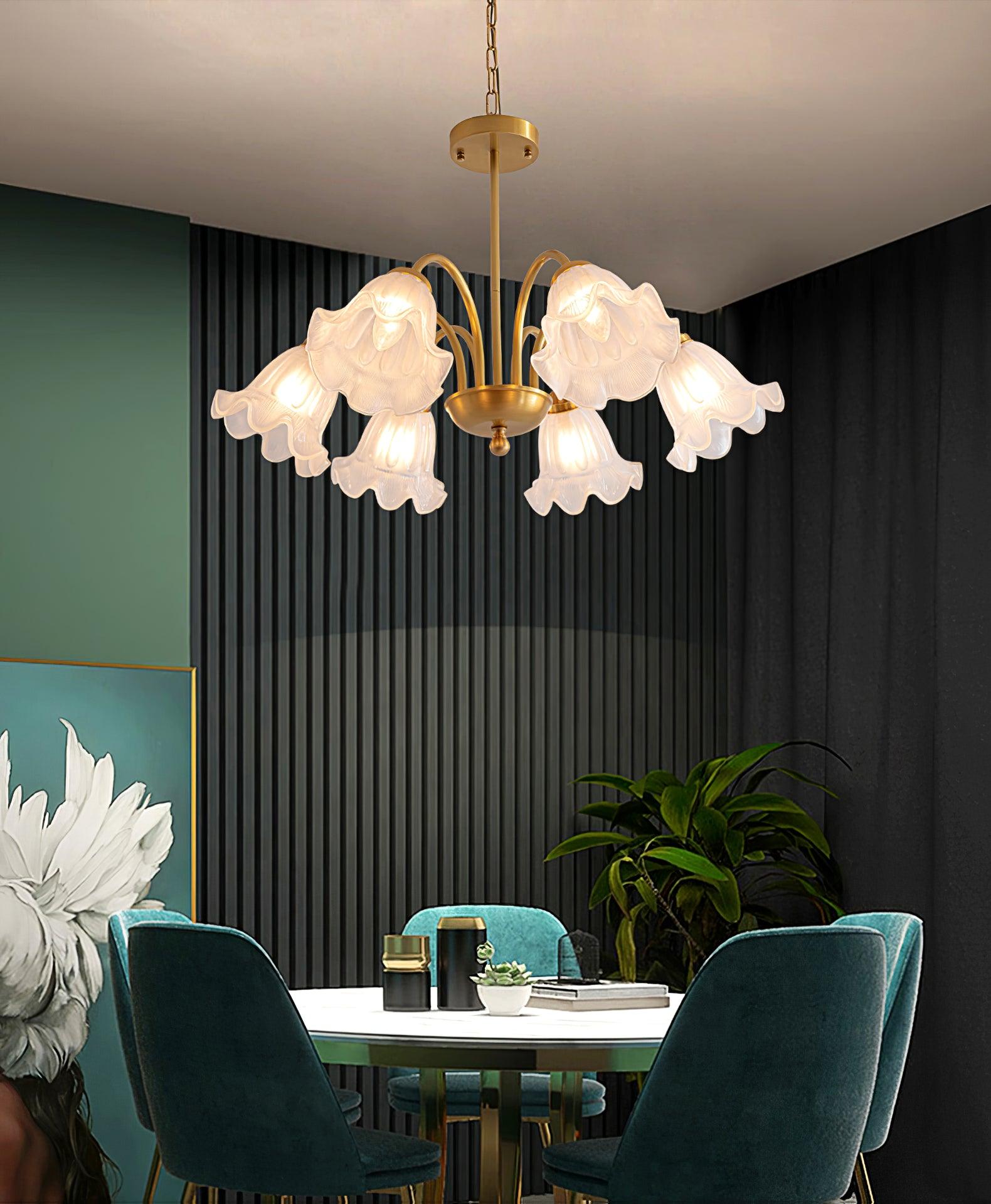 Lámpara de Araña de Cristal Artístico de 8 Luces en Acabado Dorado para Decoración de Interiores 8