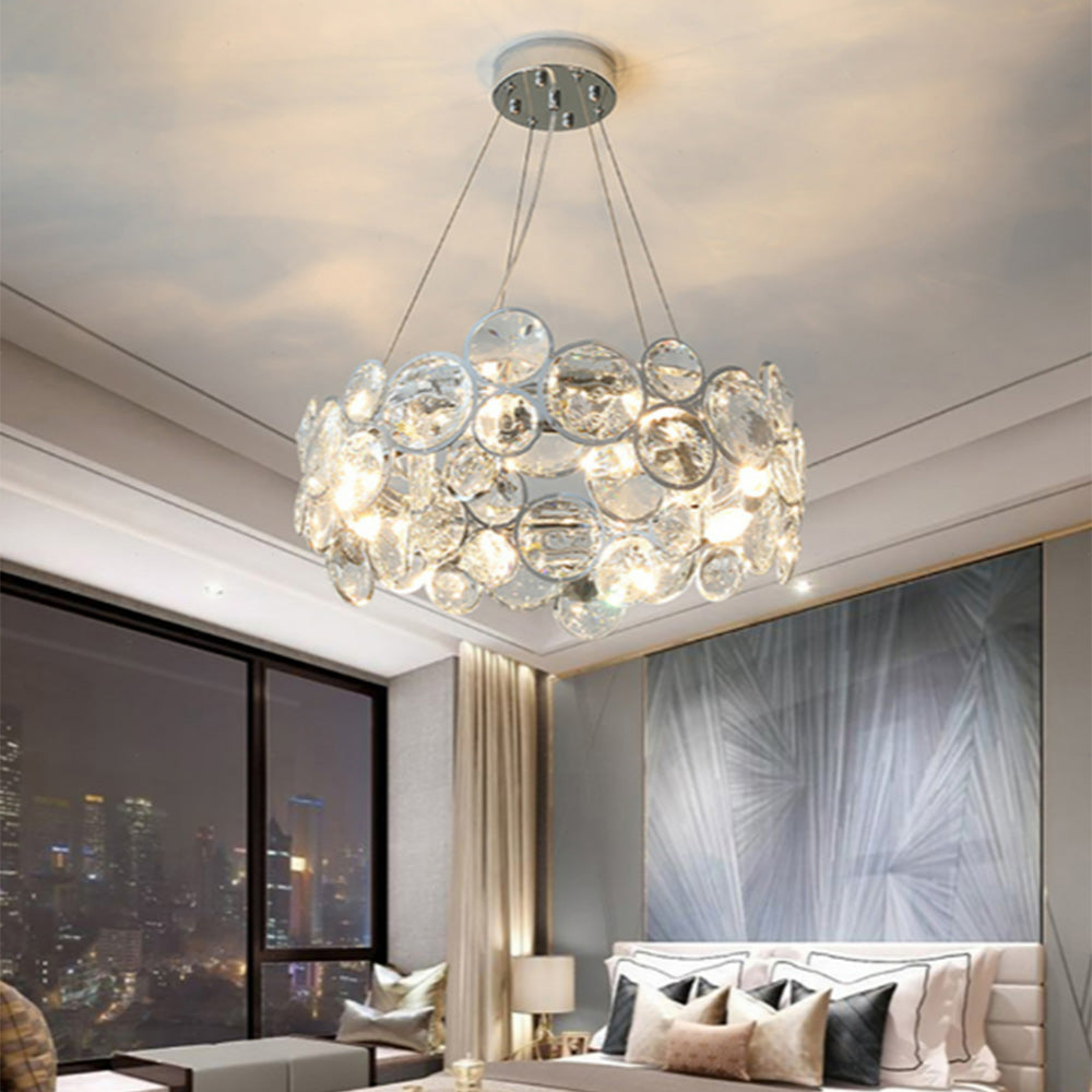 Lámpara de Araña de Cristal K9 Moderna con Acero Inoxidable para Sala de Estar - Iluminación Elegante 0