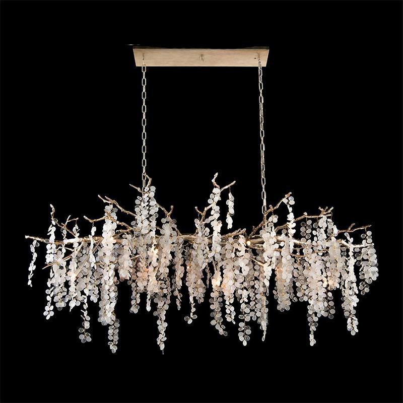 Meylo - Lámpara de Araña de Cristal Moderna 65 cm en Latón y Vidrio con Cadena Ajustable para Salones y Comedores