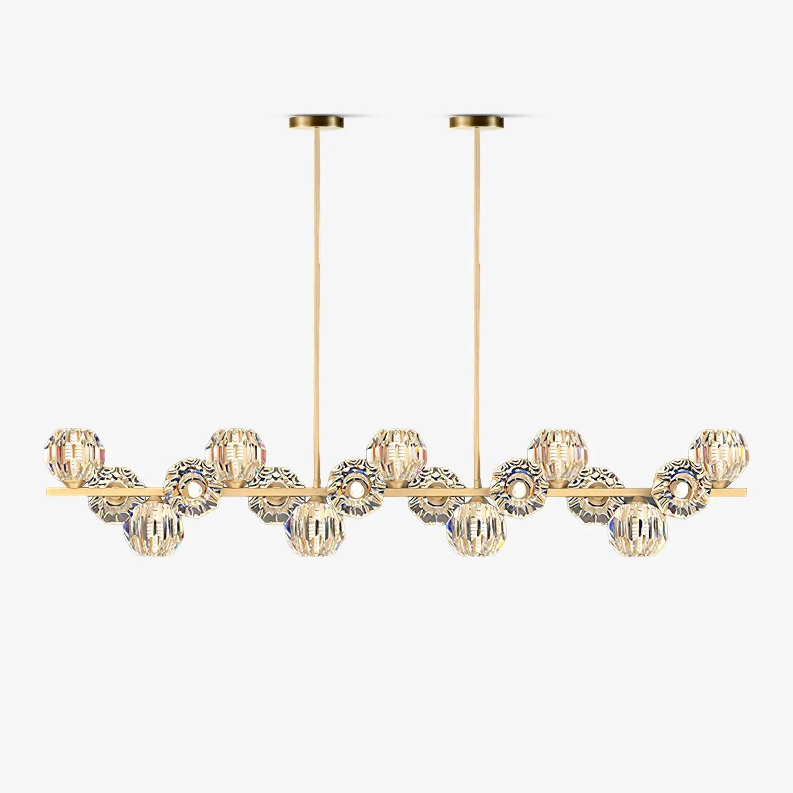 Lámpara de Araña de Cristal con Rama de Latón y Pantallas Transparentes – Elegante y Moderna para Iluminación Interior 1