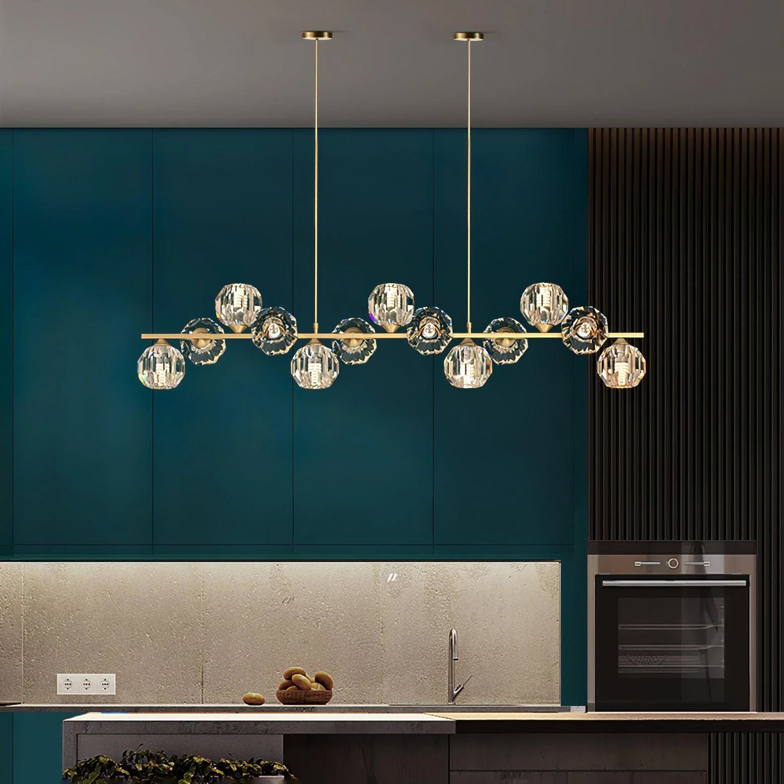 Lámpara de Araña de Cristal con Rama de Latón y Pantallas Transparentes – Elegante y Moderna para Iluminación Interior 6