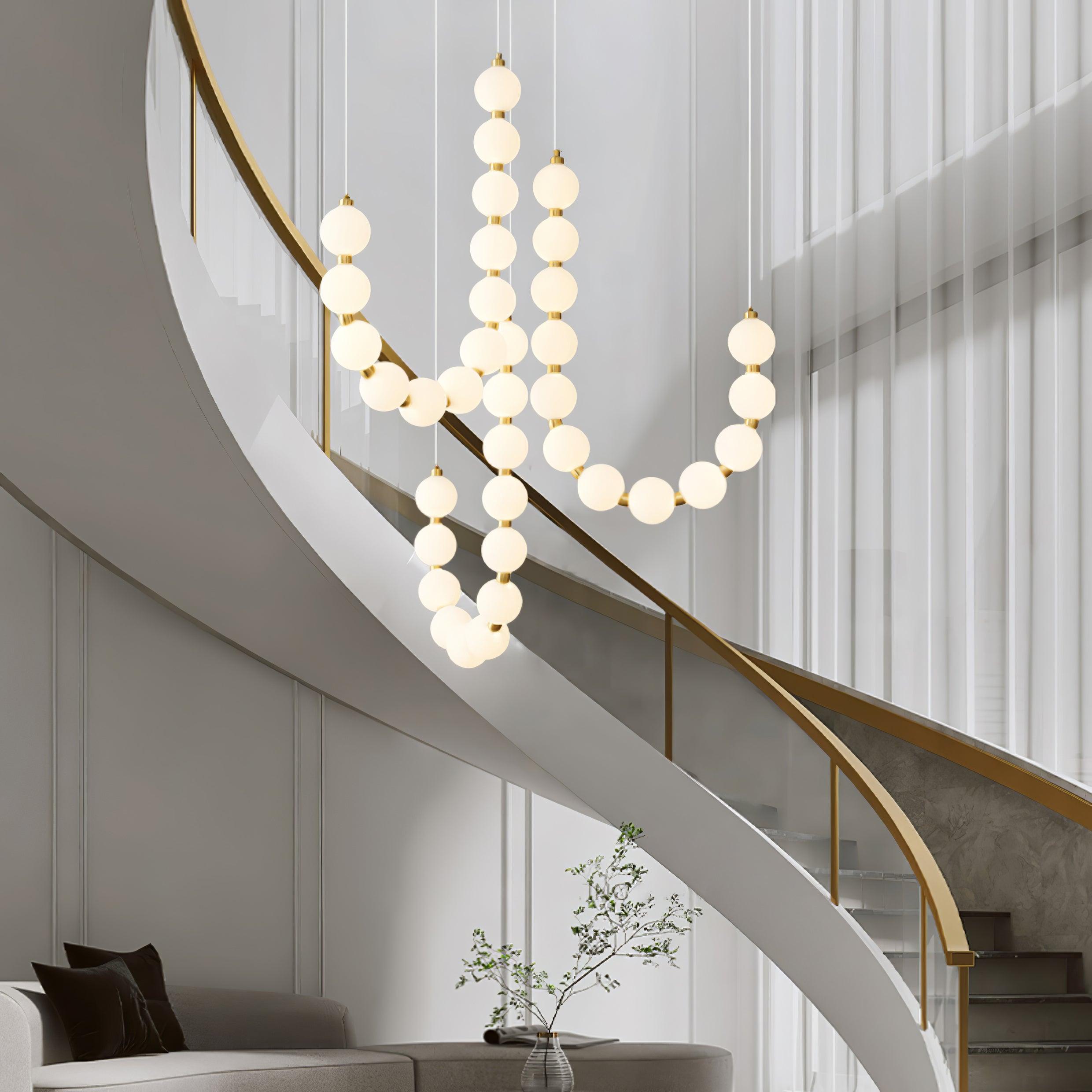 Lámpara de Araña de Perlas Acrílicas con Base de Latón y Luz Regulable – Diseño Elegante para Iluminar Tu Espacio 3