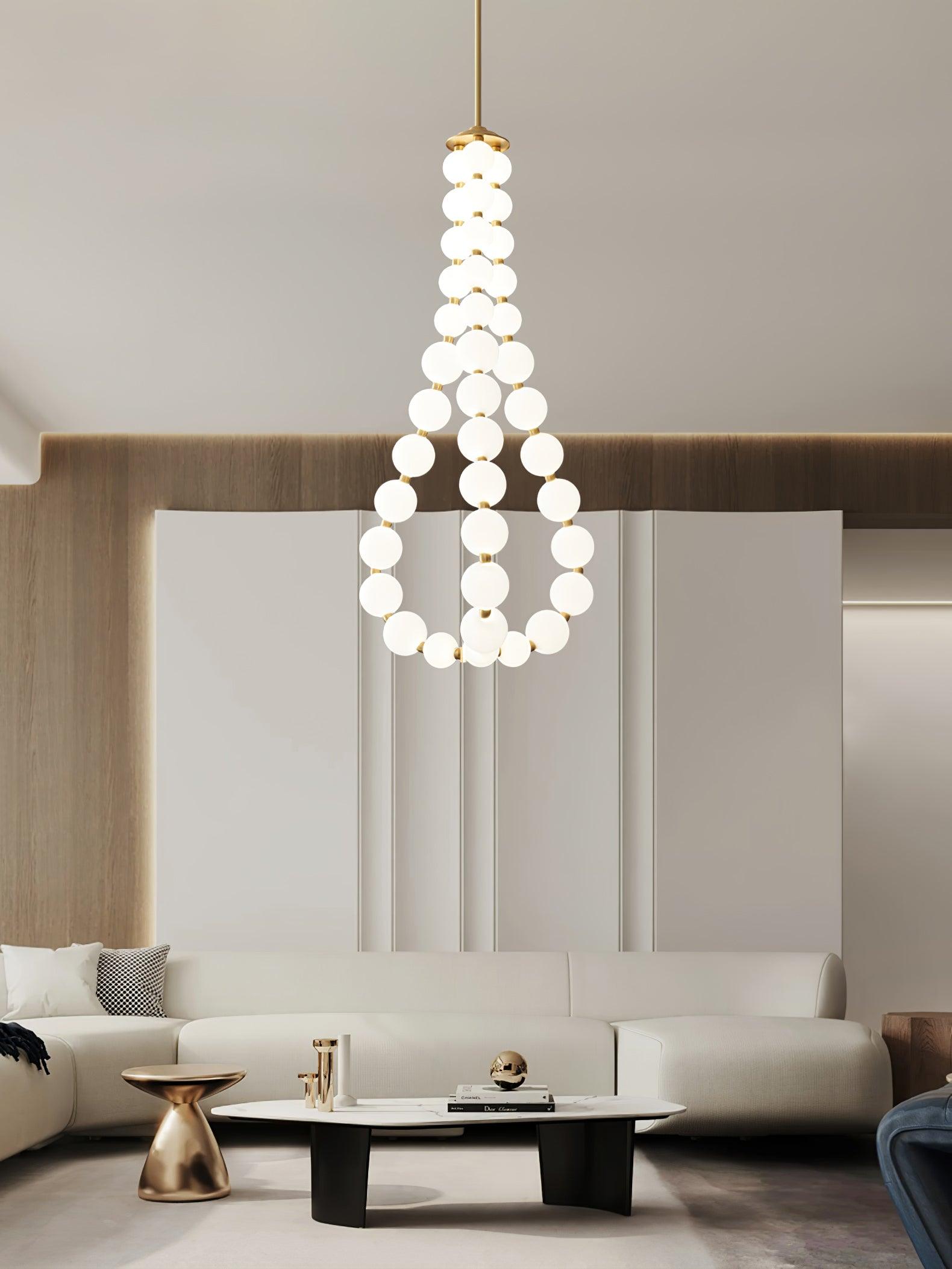 Lámpara de Araña de Perlas Acrílicas con Base de Latón y Luz Regulable – Diseño Elegante para Iluminar Tu Espacio 8