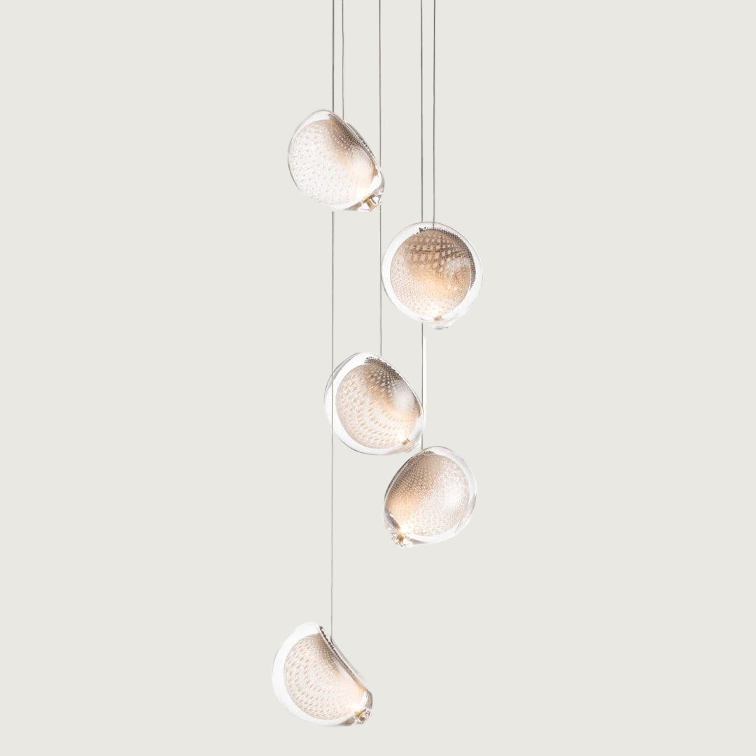 Lámpara de Cristal con Pantalla de Malla de Cobre – Diseño Elegante y Moderno 9