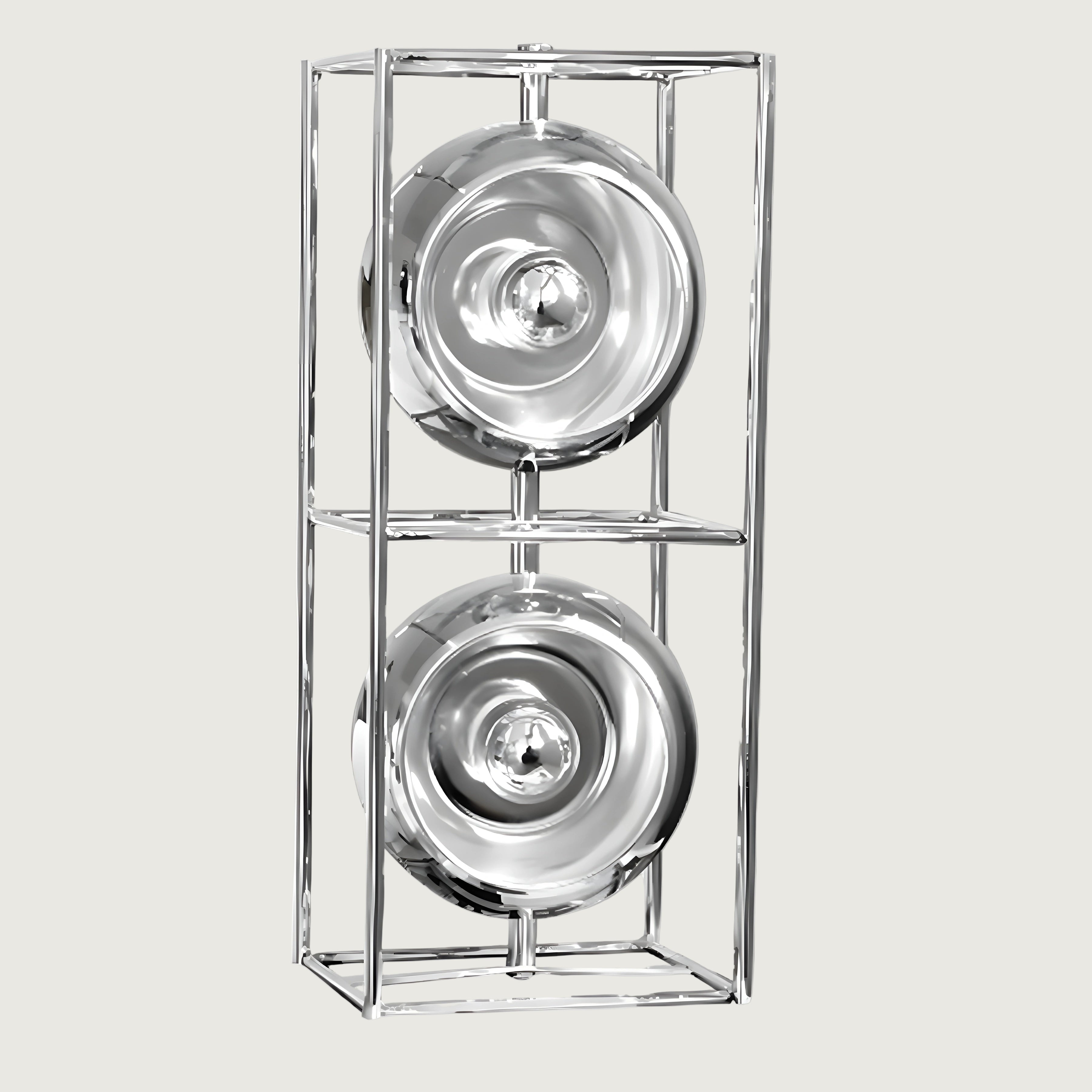 Lámpara de Mesa Ajustable de Esferas de Cromo con Diseño Bauhaus – Iluminación Cálida y Estilo Minimalista 2