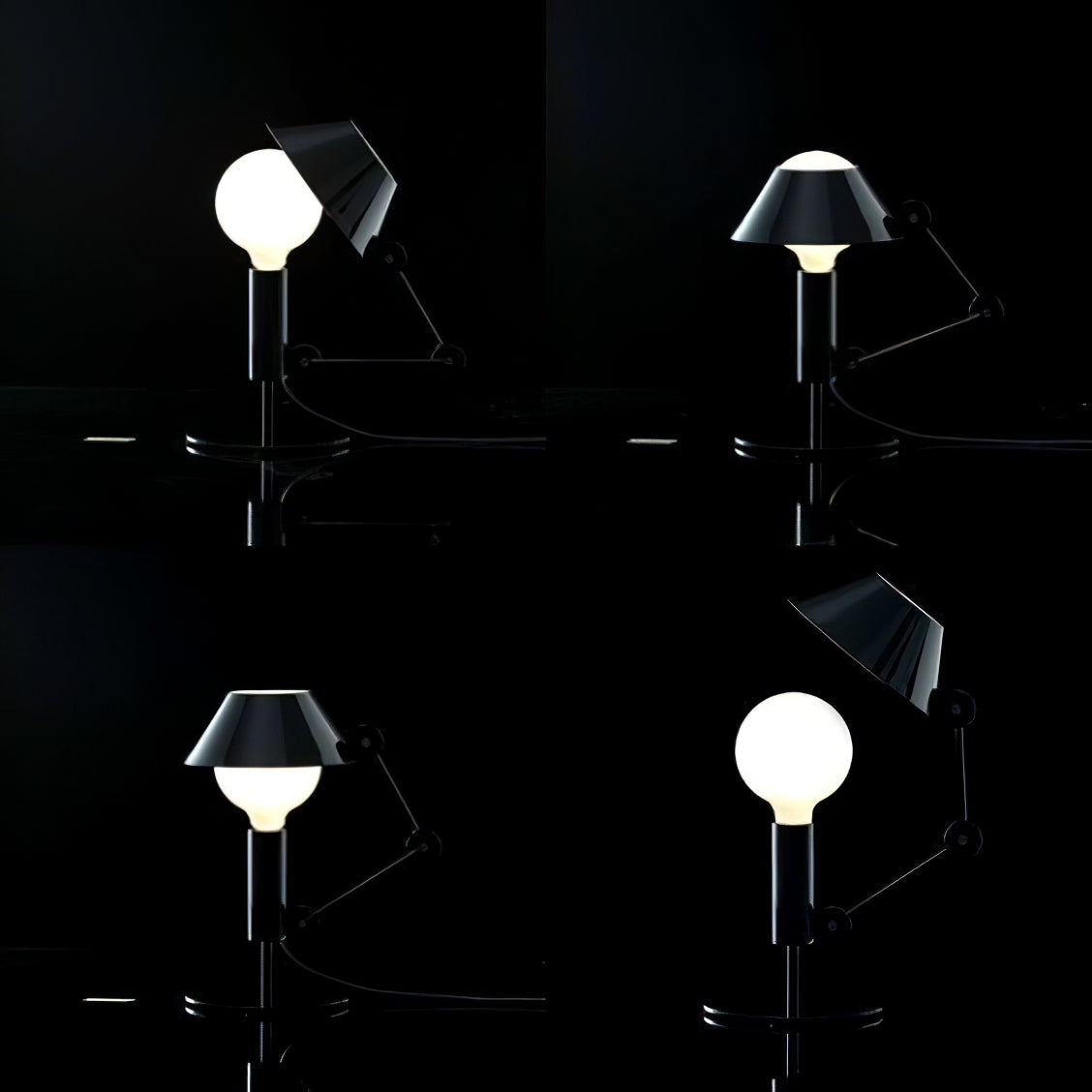 Lámpara de Mesa Articulada en Metal Negro con Pantalla Blanca – Estilo Gótico 5
