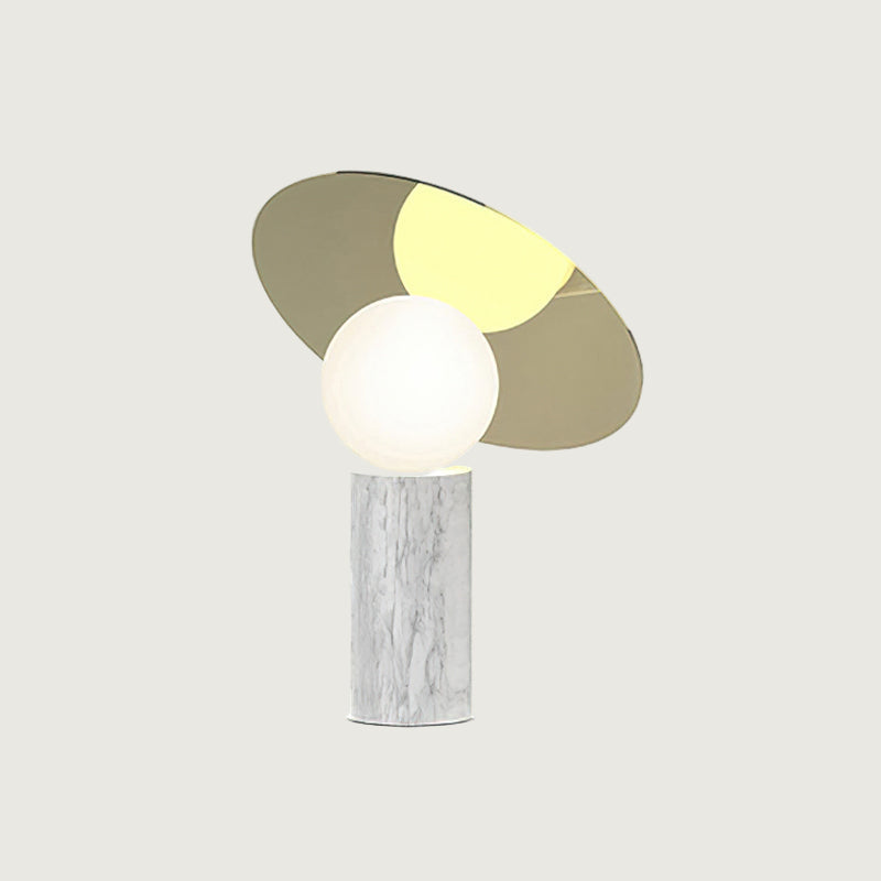 Lámpara de Mesa Bola Disc Moderna con Pantalla de Acero Inoxidable y Base de Mármol – Iluminación Elegante para Mesita de Noche 9