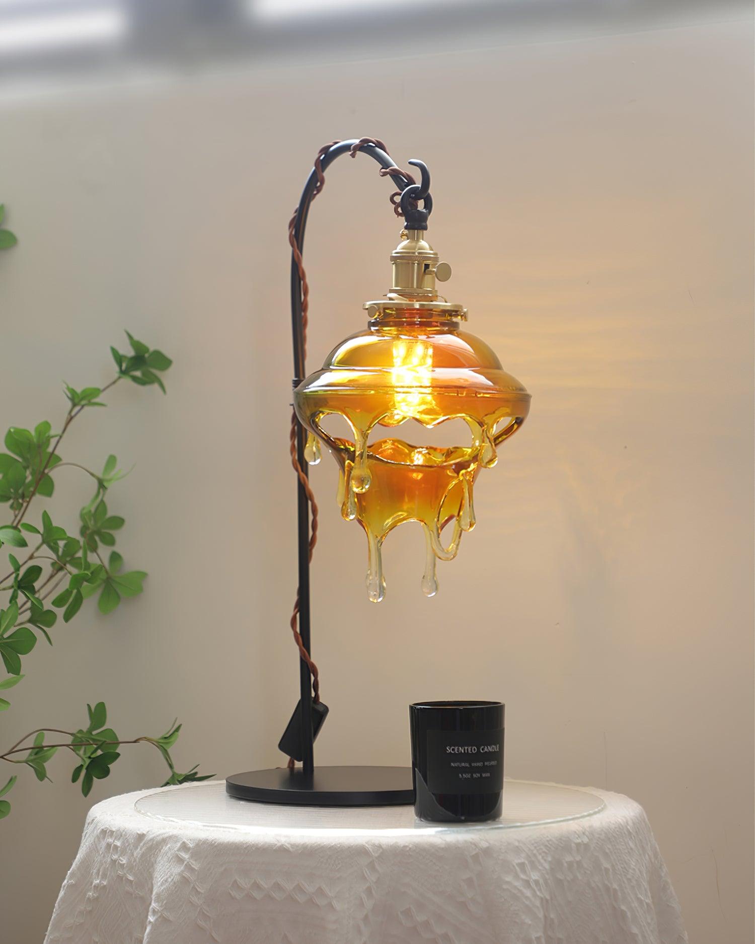 Lámpara de Mesa Diseño Gota de Agua en Metal y Resina, 28cm Diámetro – Ideal para Mesitas de Noche y Sobremesa 4