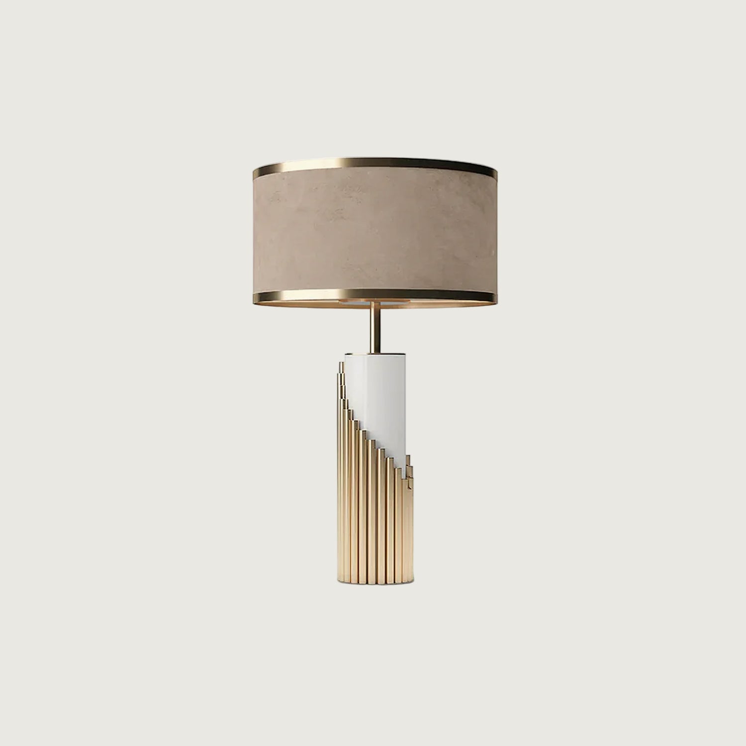 Lámpara de Mesa Elegante Art Deco de Metal y Tela - Diseño Sofisticado para Mesita de Noche, 38 cm Diámetro, Ideal para Interiores 1