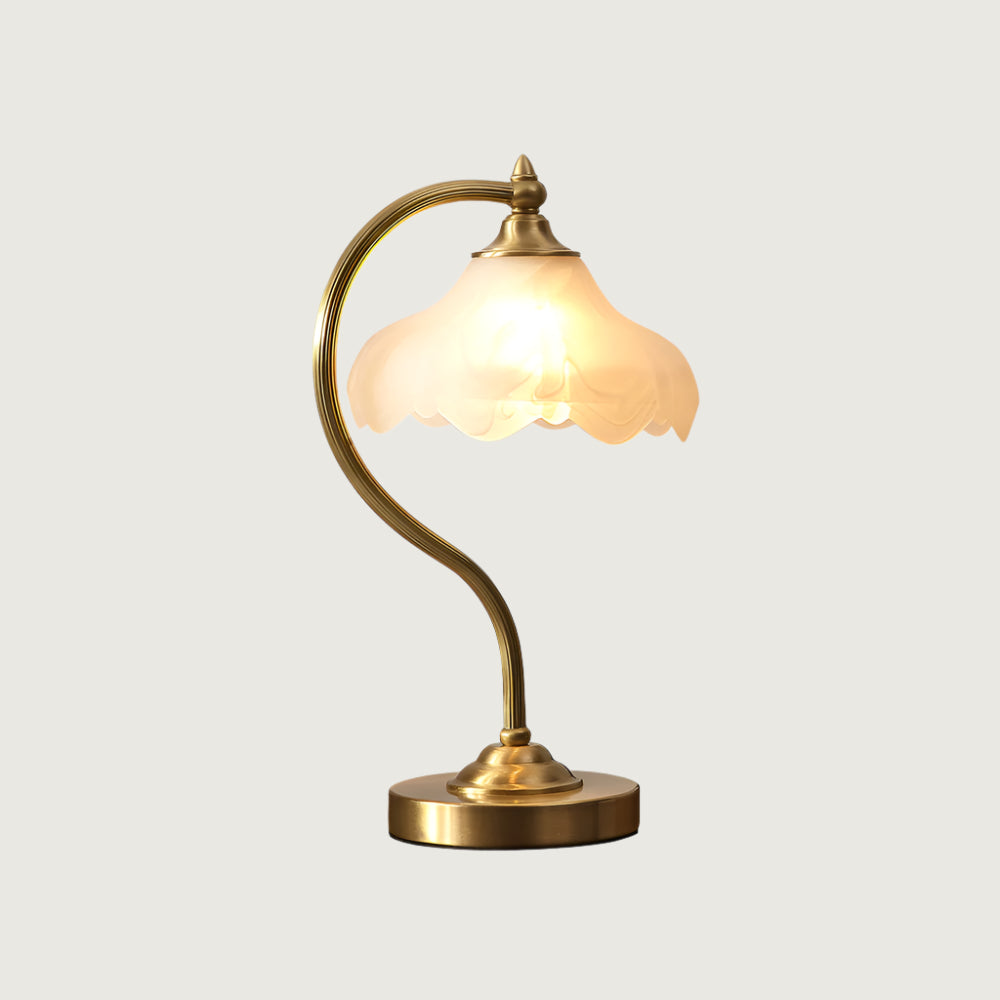 Lámpara de Mesa Magnolya de Brass y Vidrio con Diseño Artístico – Compatible con LED y Edison, 42cm de Altura 0