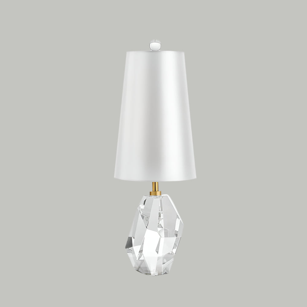 Lámpara de Mesa Marcella de Cristal Cortado, Diseño Moderno con Pantalla Blanca, Ideal para Mesitas de Noche y Espacios Reducidos 8
