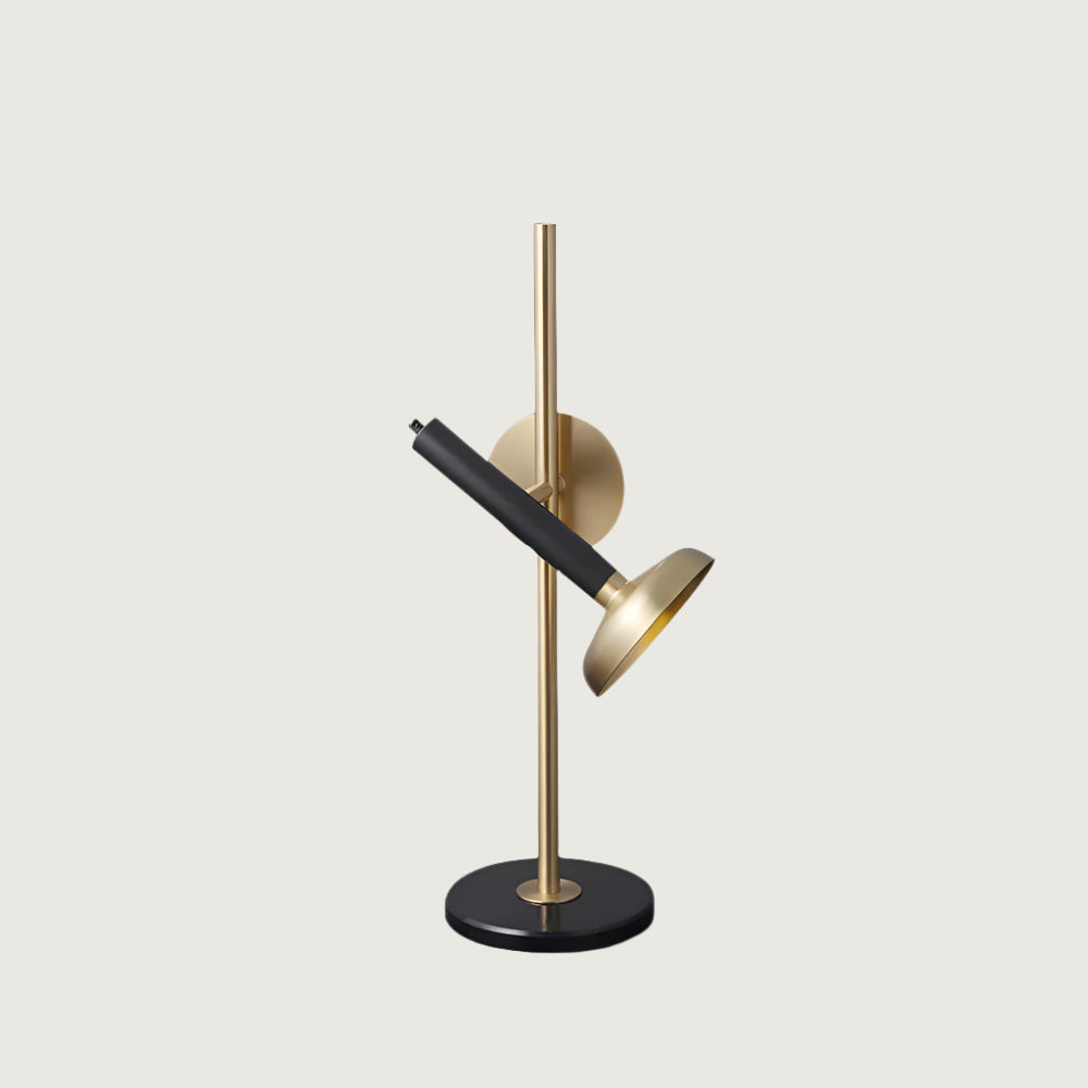 Lámpara de Mesa Marquina con Pantalla Dorada y Estructura Negra – Ideal para Escritorios y Mesitas de Noche 1