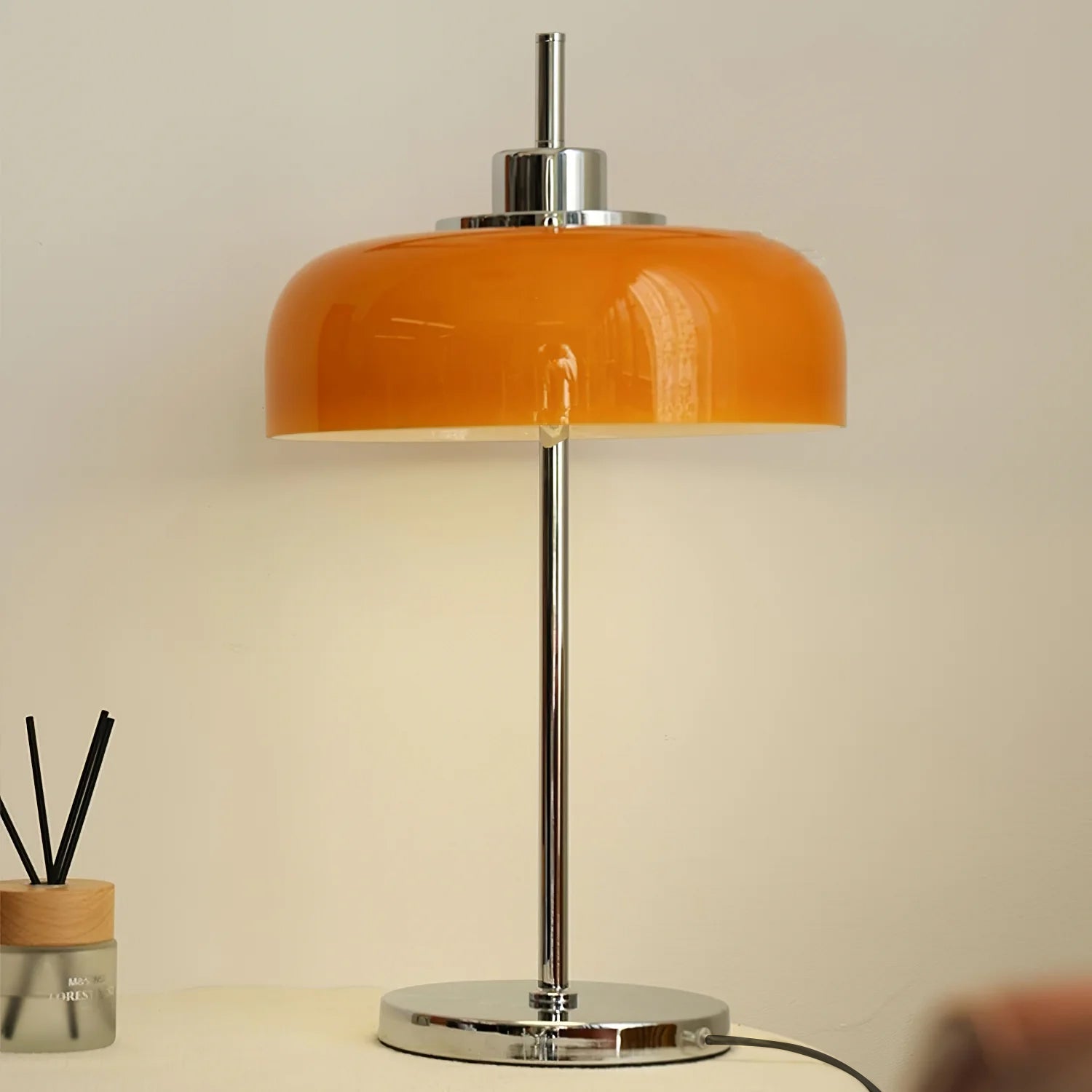 Lámpara de Mesa Moderna Estilo Retro con Luz LED Naranja y Metal, Ideal para Escritorio o Mesita de Noche, 30 cm x 60 cm 7