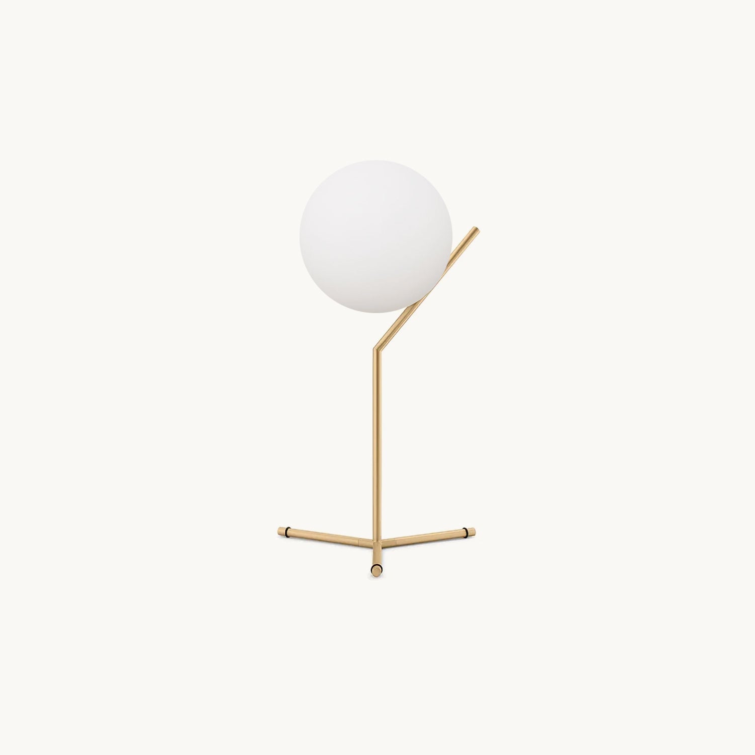 Lámpara de Mesa Moderna IC Lights con Base de Latón y Pantalla de Vidrio Blanco – Tamaño Estándar 1