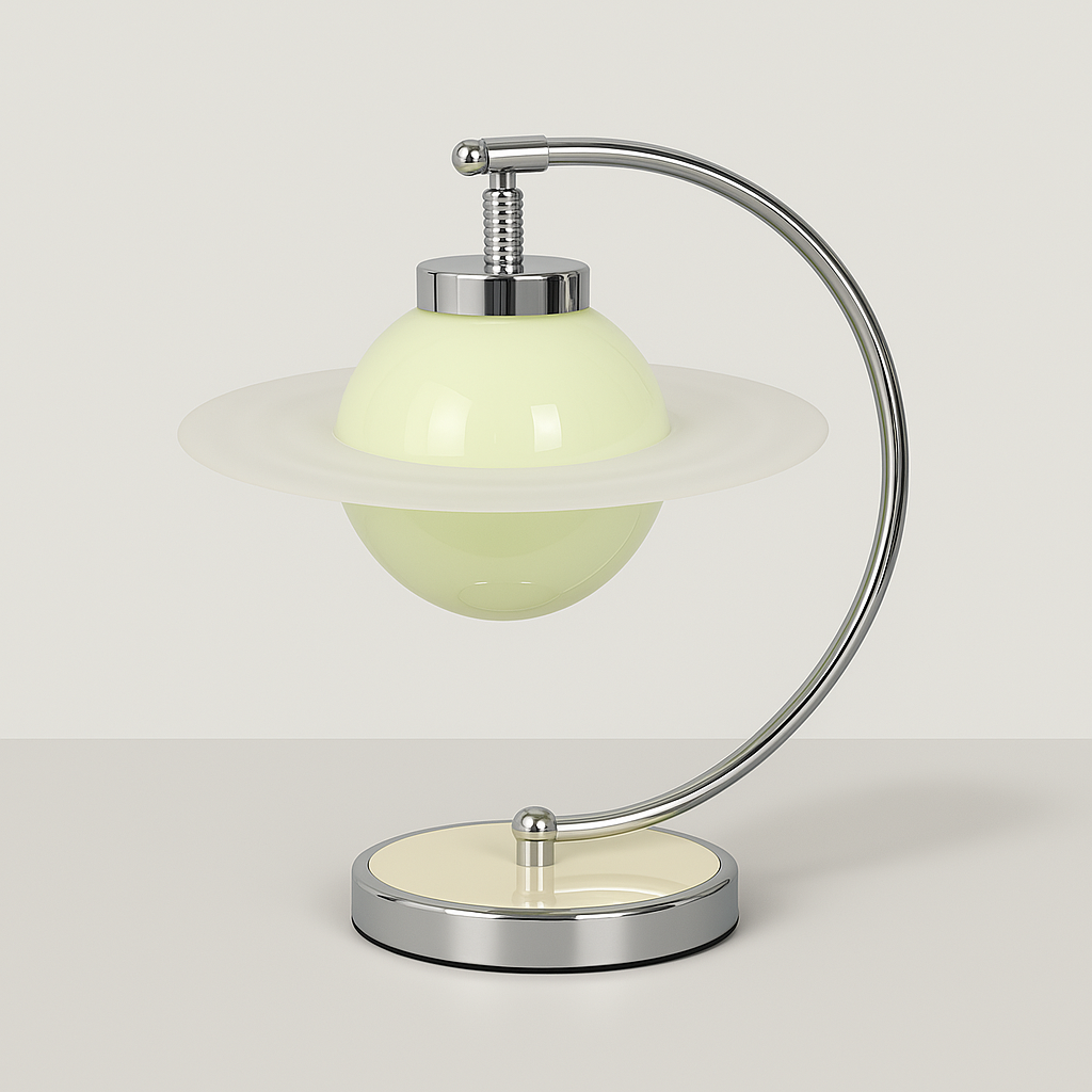 Lámpara de Mesa Moderna Verde con Base de Cromo – Lámpara Sobremesa para Escritorio y Mesita de Noche, Diseño Contemporáneo 0
