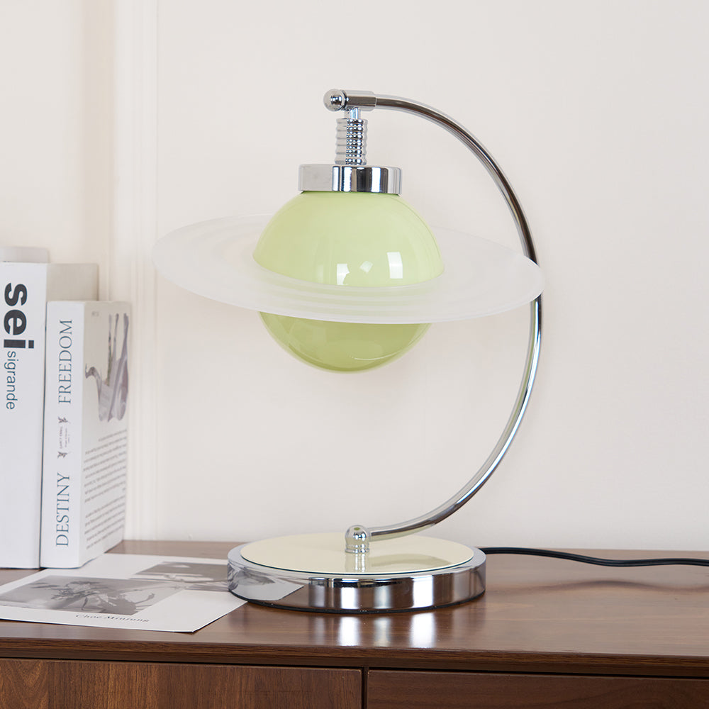 Lámpara de Mesa Moderna Verde con Base de Cromo – Lámpara Sobremesa para Escritorio y Mesita de Noche, Diseño Contemporáneo 2
