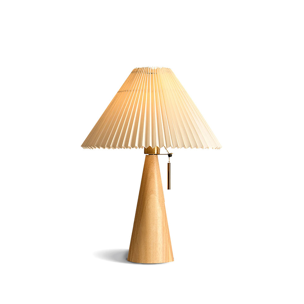 Lámpara de Mesa Moderna con Base de Madera y Pantalla de Lino - Diseño Contemporáneo 1
